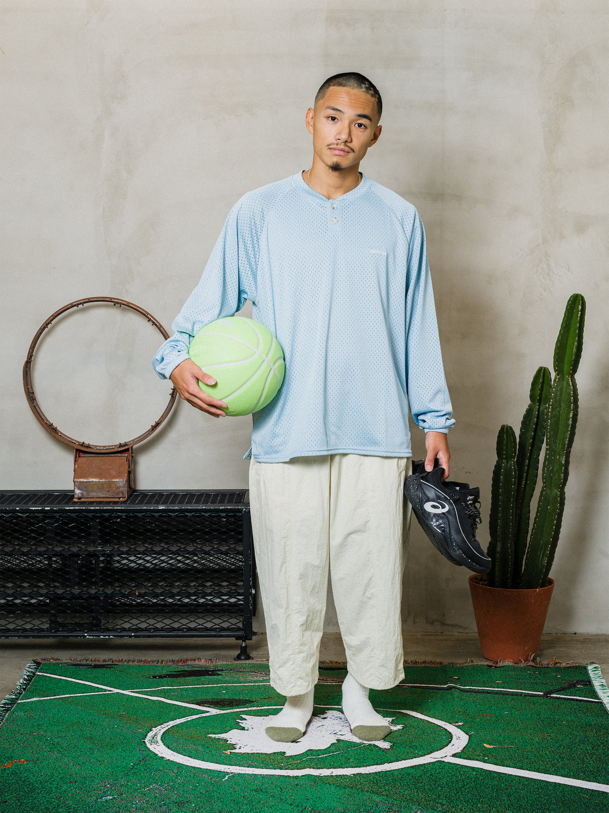 Logo Mesh Long Shirt (light blue)