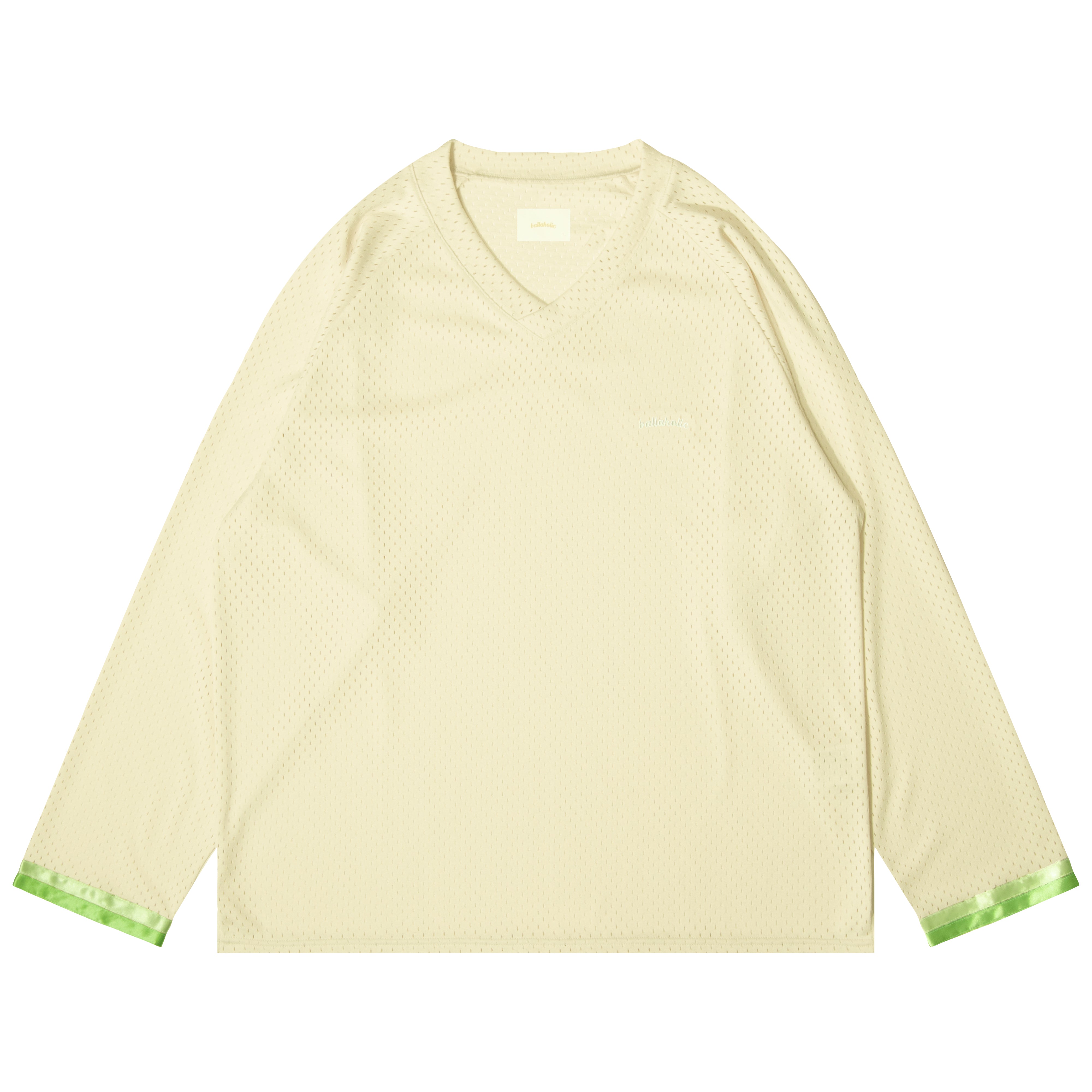 Tape V-neck Mesh Long Tee (off white) – ballaholicオンラインショップ