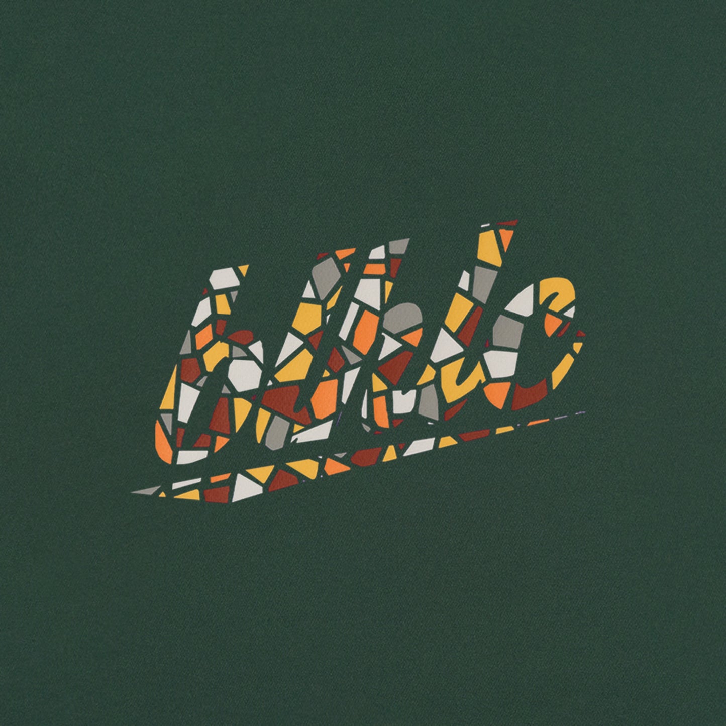 blhlc Back Print Cool Long Tee (dark green/dry leaves mosaic)