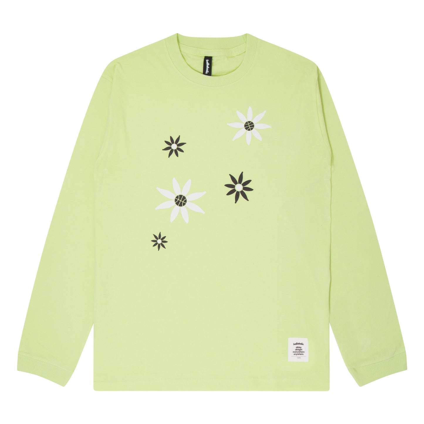 Ball Panel Flower Long Tee (milky lime)