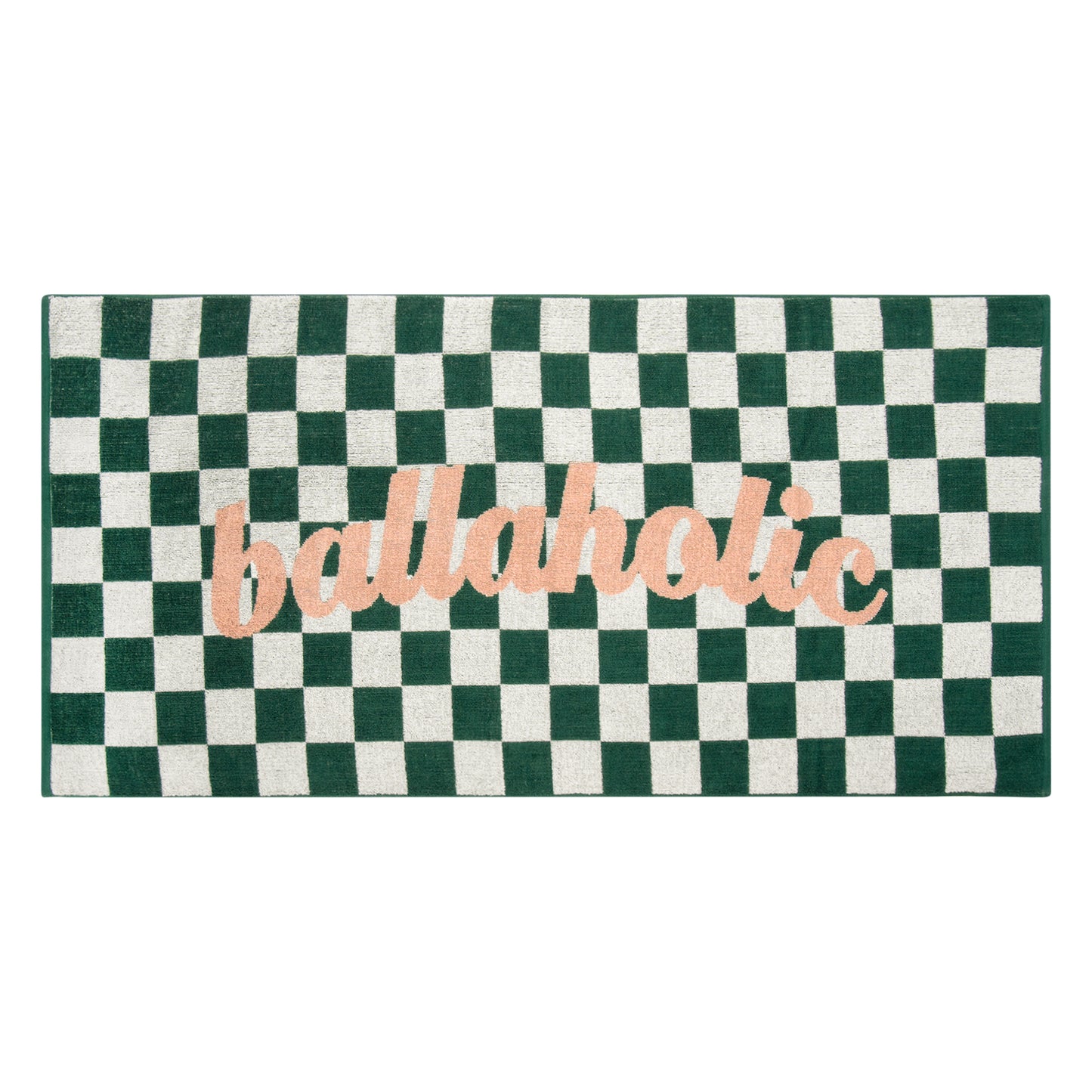 Checker Logo Bath Towel (dark green/white/light pink)