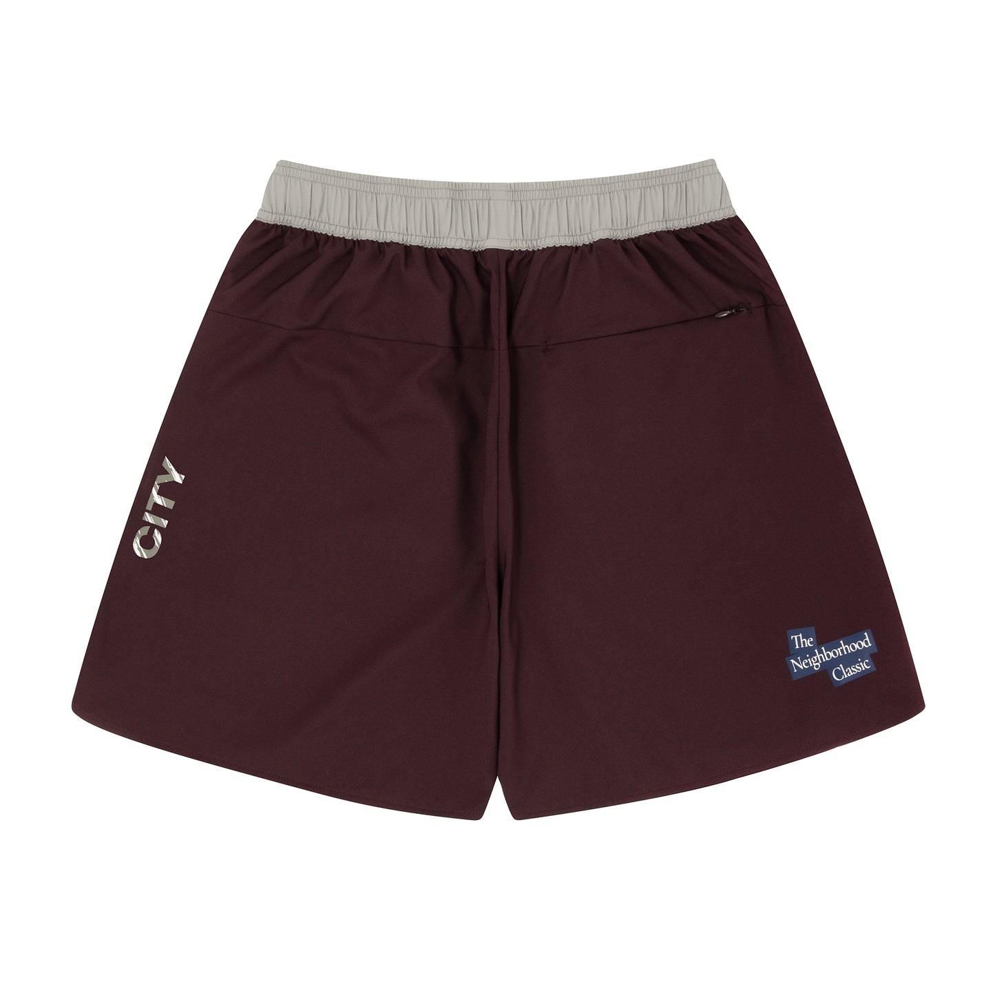 The Neighborhood Classic Zip Shorts (maroon/gray)