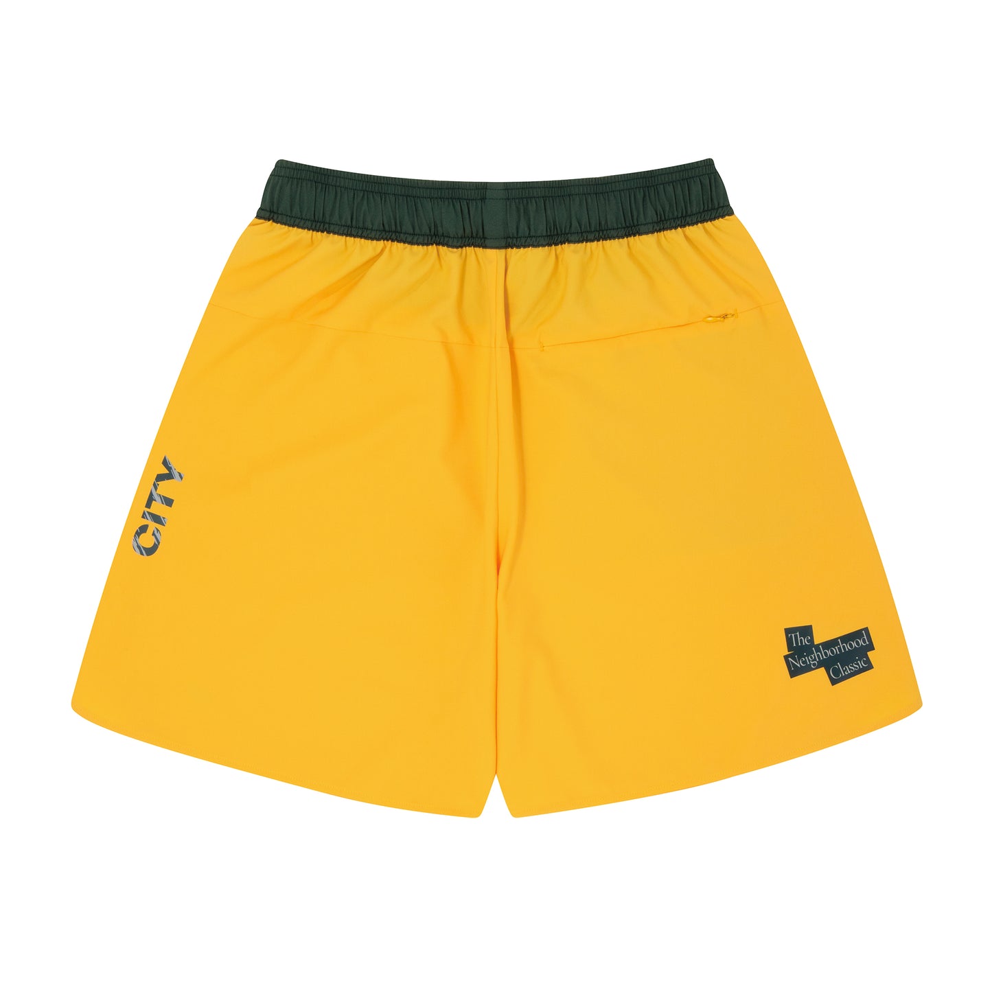 The Neighborhood Classic Zip Shorts (yellow/dark green)