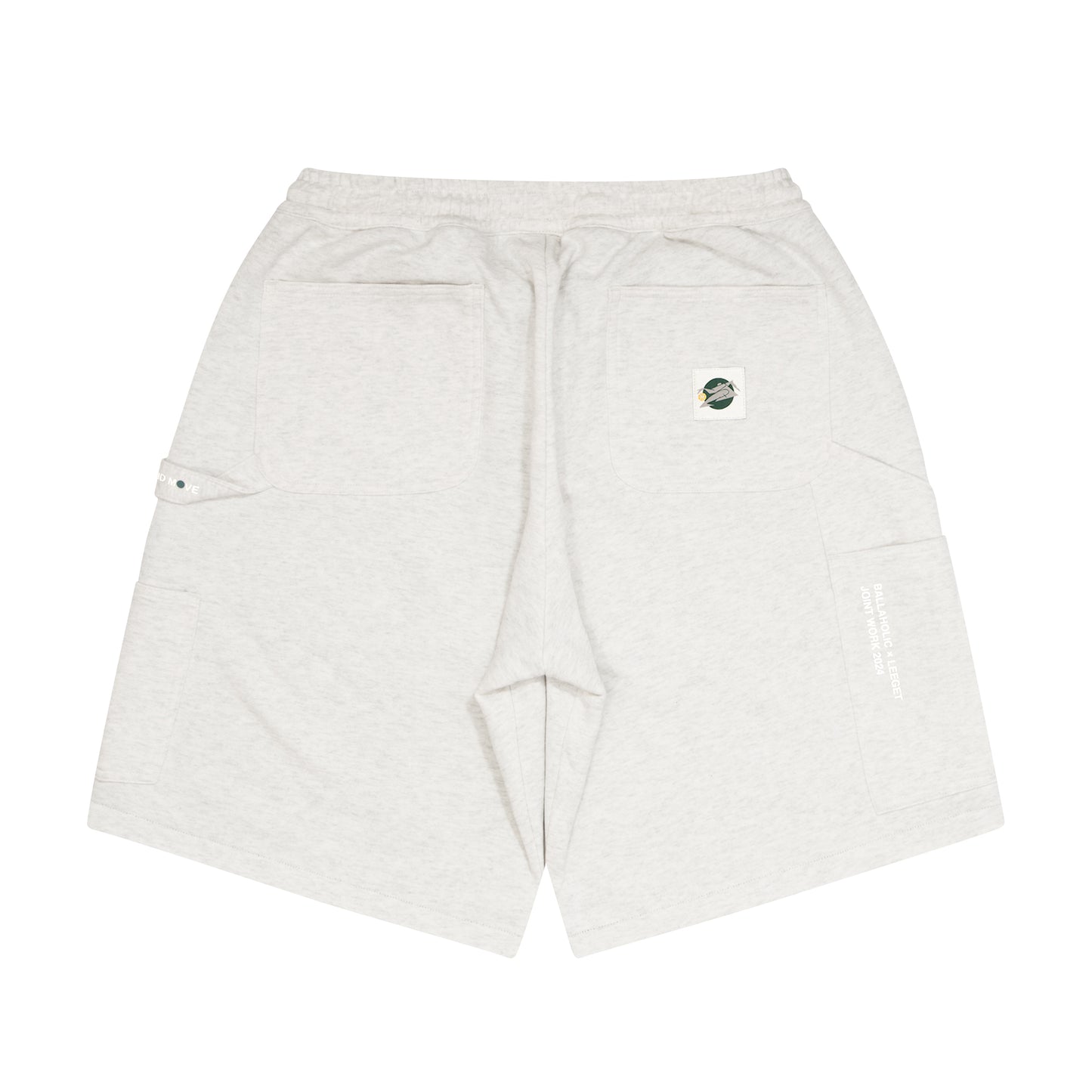 LEEGET × ballaholic Reversible Painter Sweat Shorts -FLUID MOVE- (oatmeal)