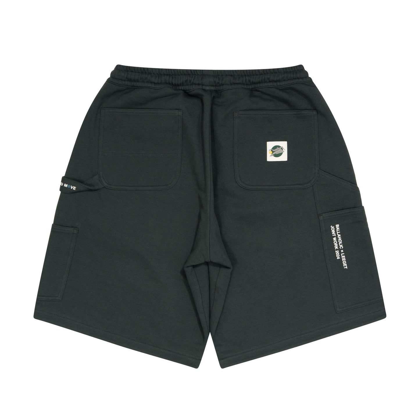 LEEGET × ballaholic Reversible Painter Sweat Shorts -FLUID MOVE- (dark green)