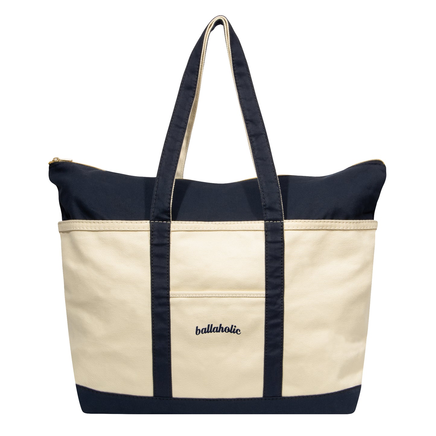 Playground Basketball Logo Canvas Tote Bag L (natural/navy)