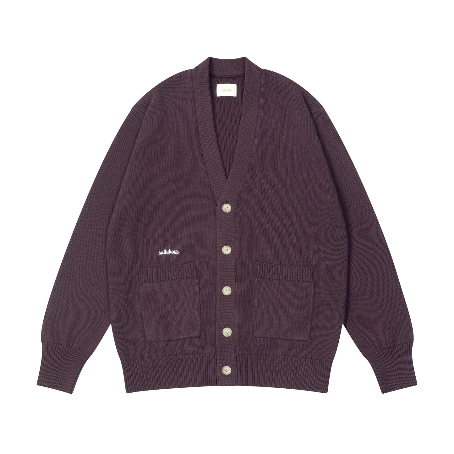 Logo Cotton Knit Cardigan (plum purple)