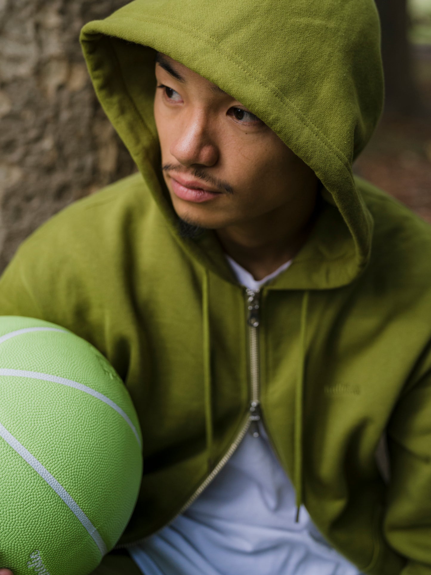 Small Logo Sweat Full Zip Hoodie (moss)