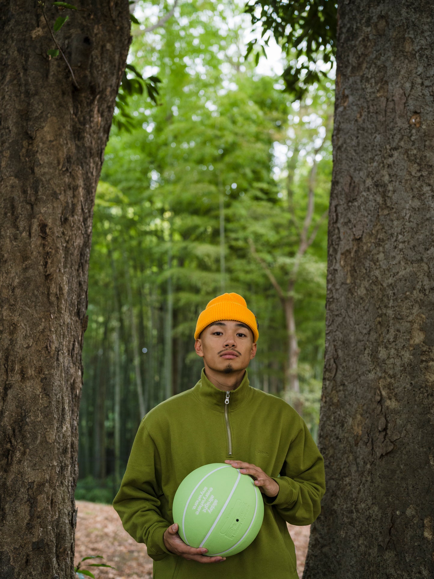 Small Logo Half Zip Sweatshirt (moss)