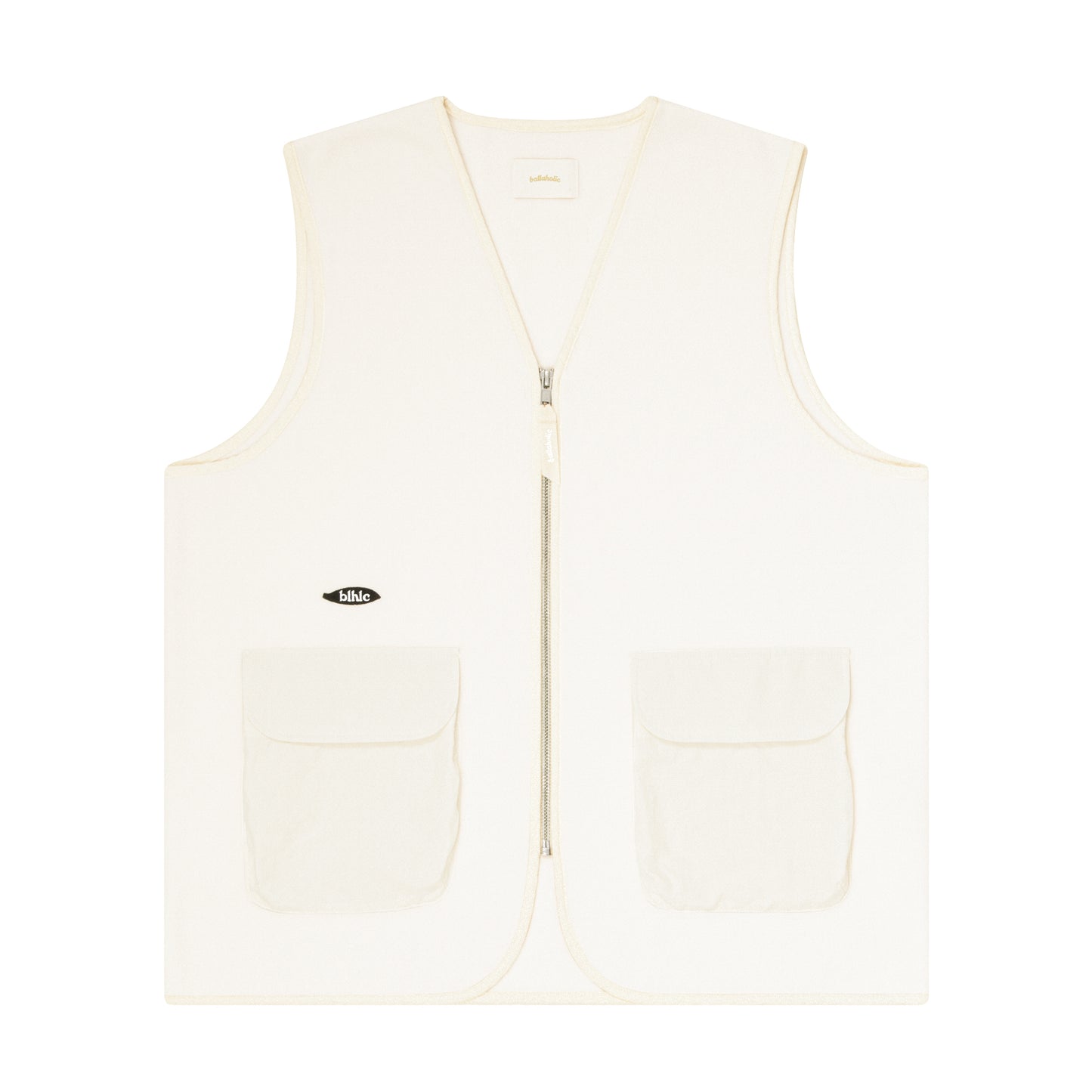 Ball Panel Logo Fleece Zip Vest (white)