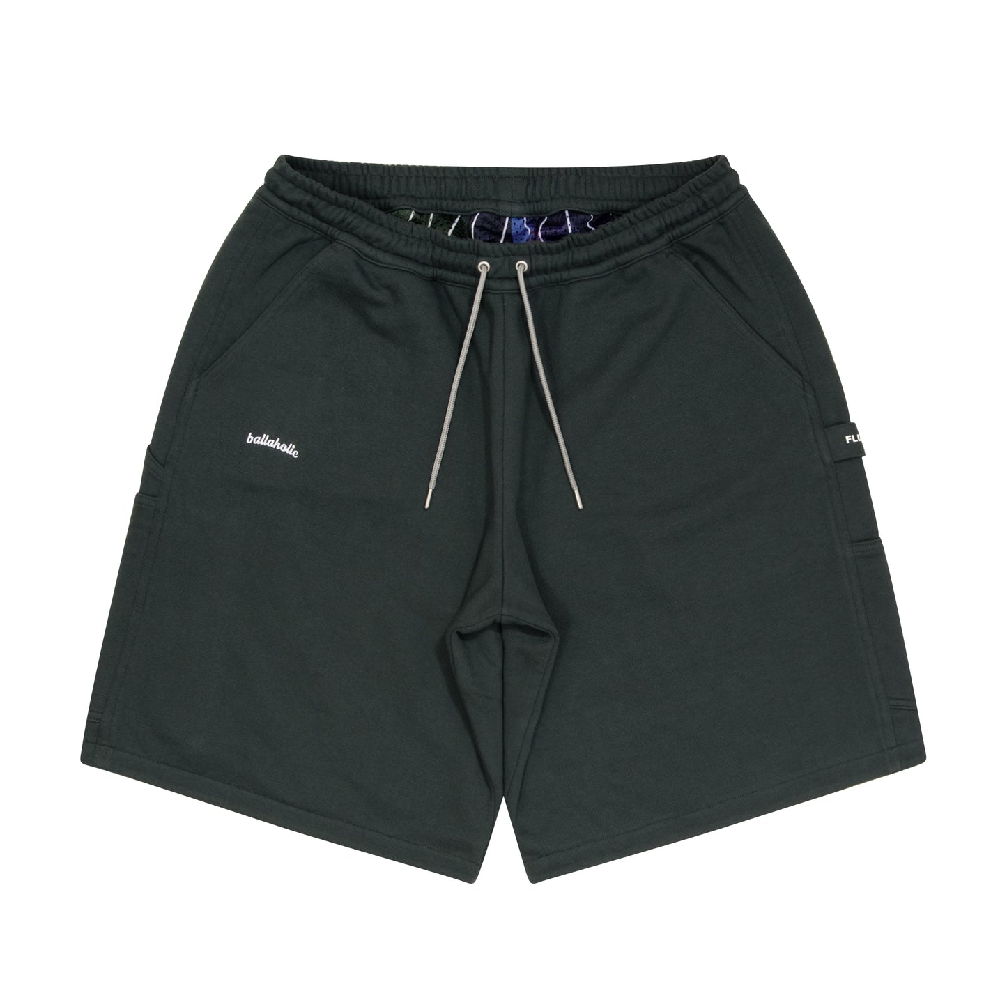 LEEGET × ballaholic Reversible Painter Sweat Shorts -FLUID MOVE- (dark green)