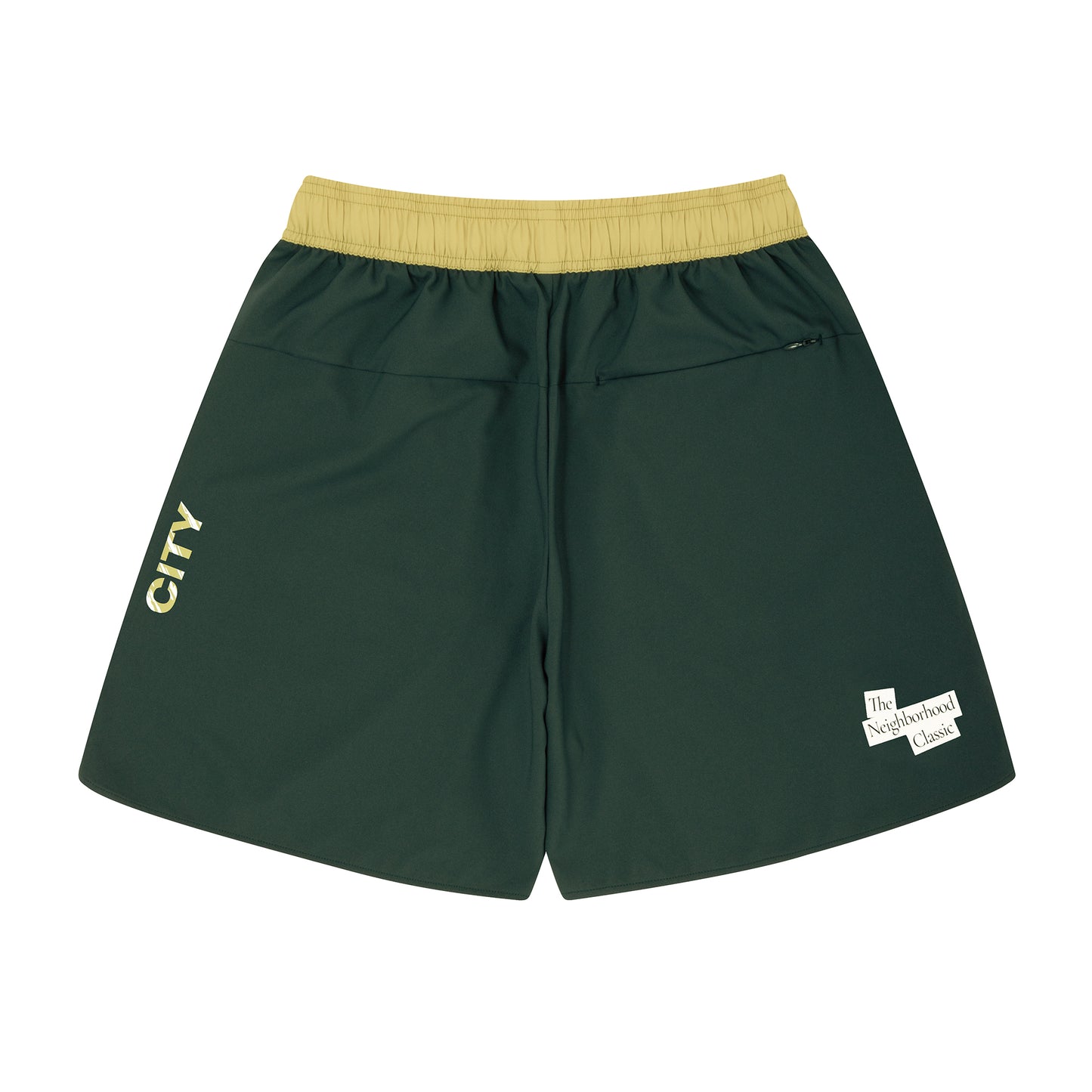 The Neighborhood Classic Zip Shorts (dark green/beige)