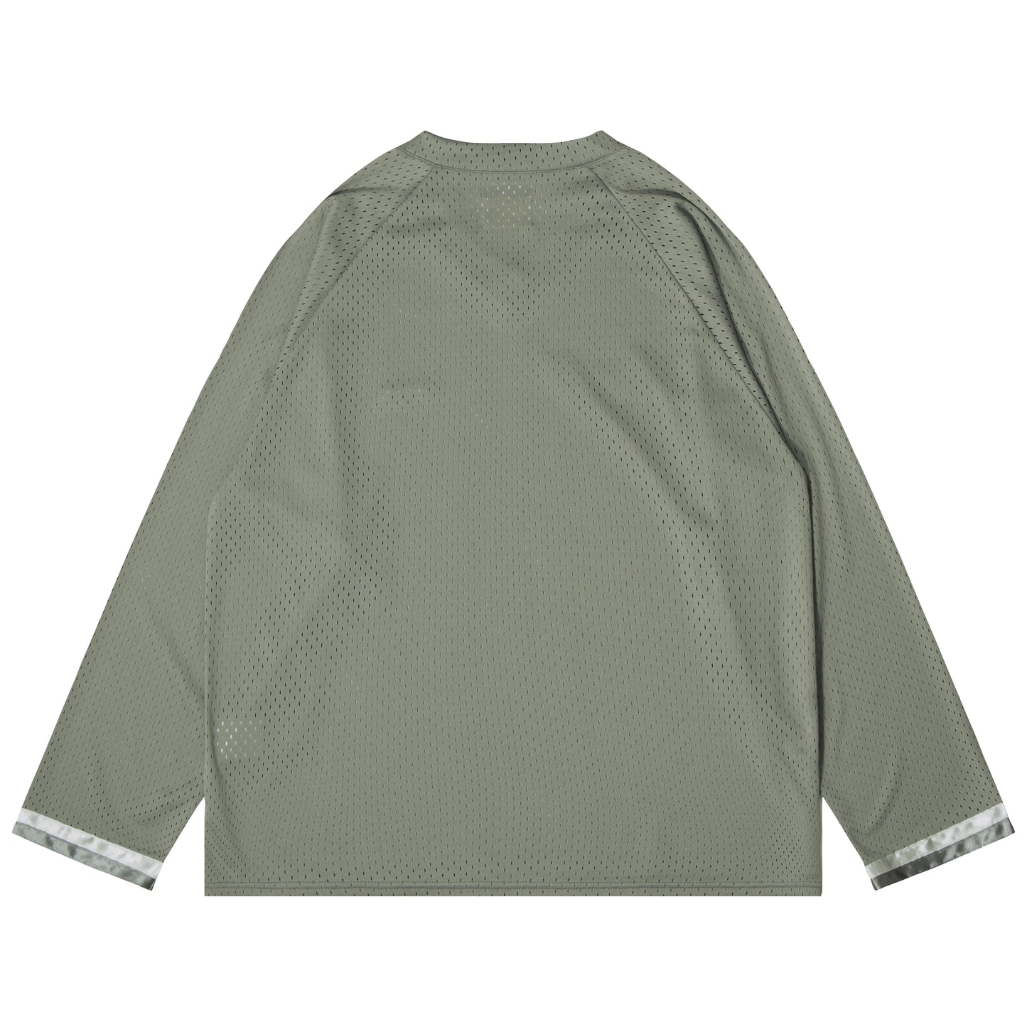 Tape V-neck Mesh Long Tee (gray)