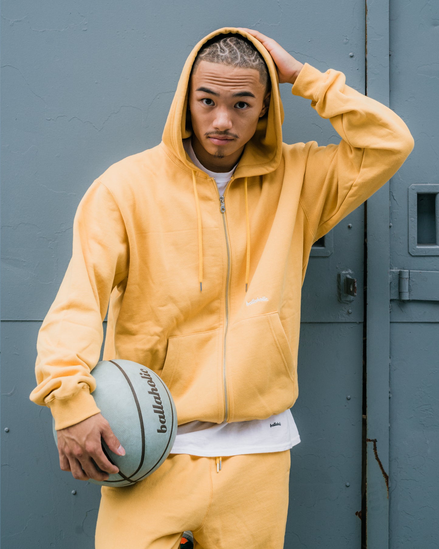 Small Logo Sweat Full Zip Hoodie (gold)