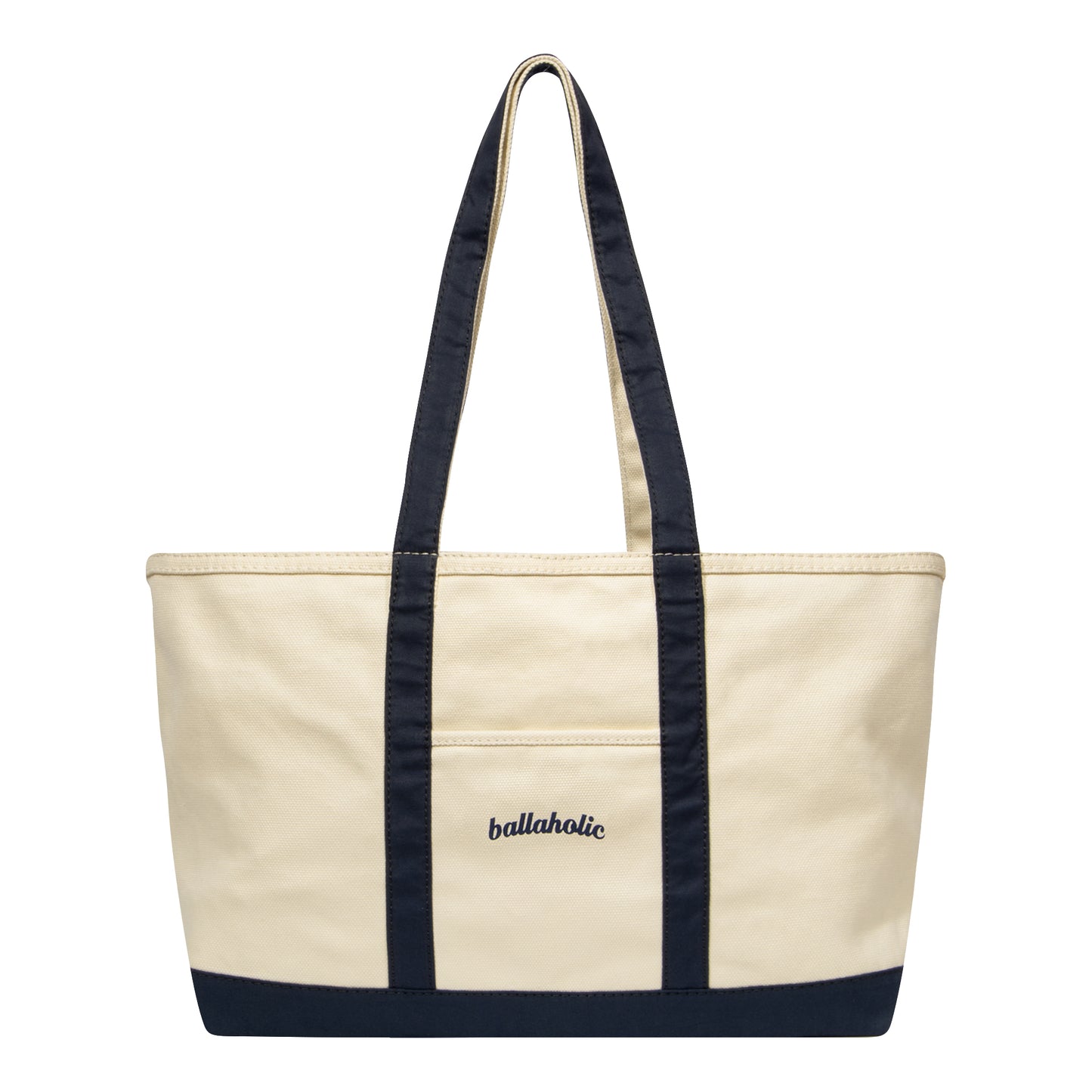 Playground Basketball Logo Canvas Tote Bag L (natural/navy)