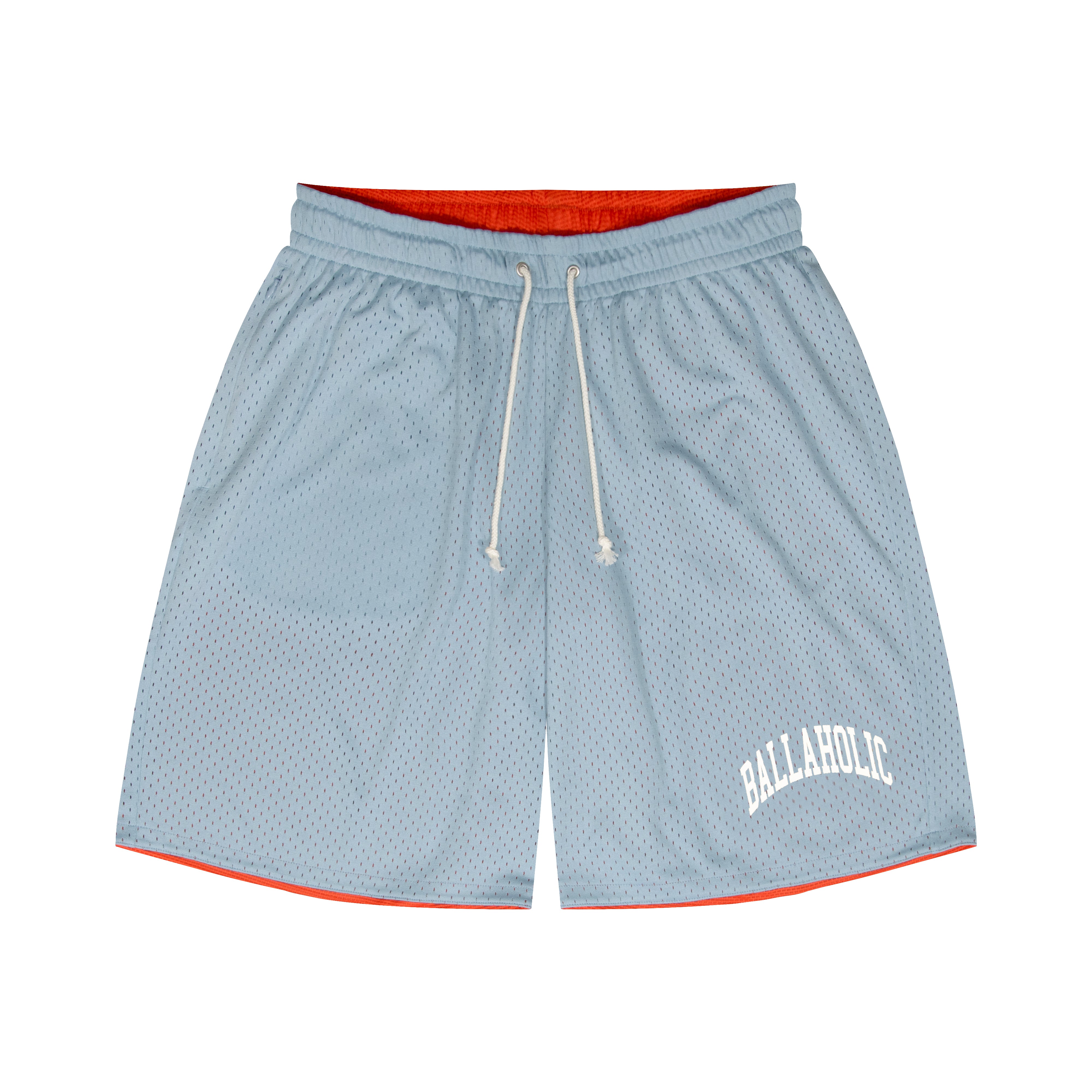 ボーラホリック　メッシュ素材 XXLサイズ College Logo - STREETMOVE Mesh Zip Shorts (light blue/orange