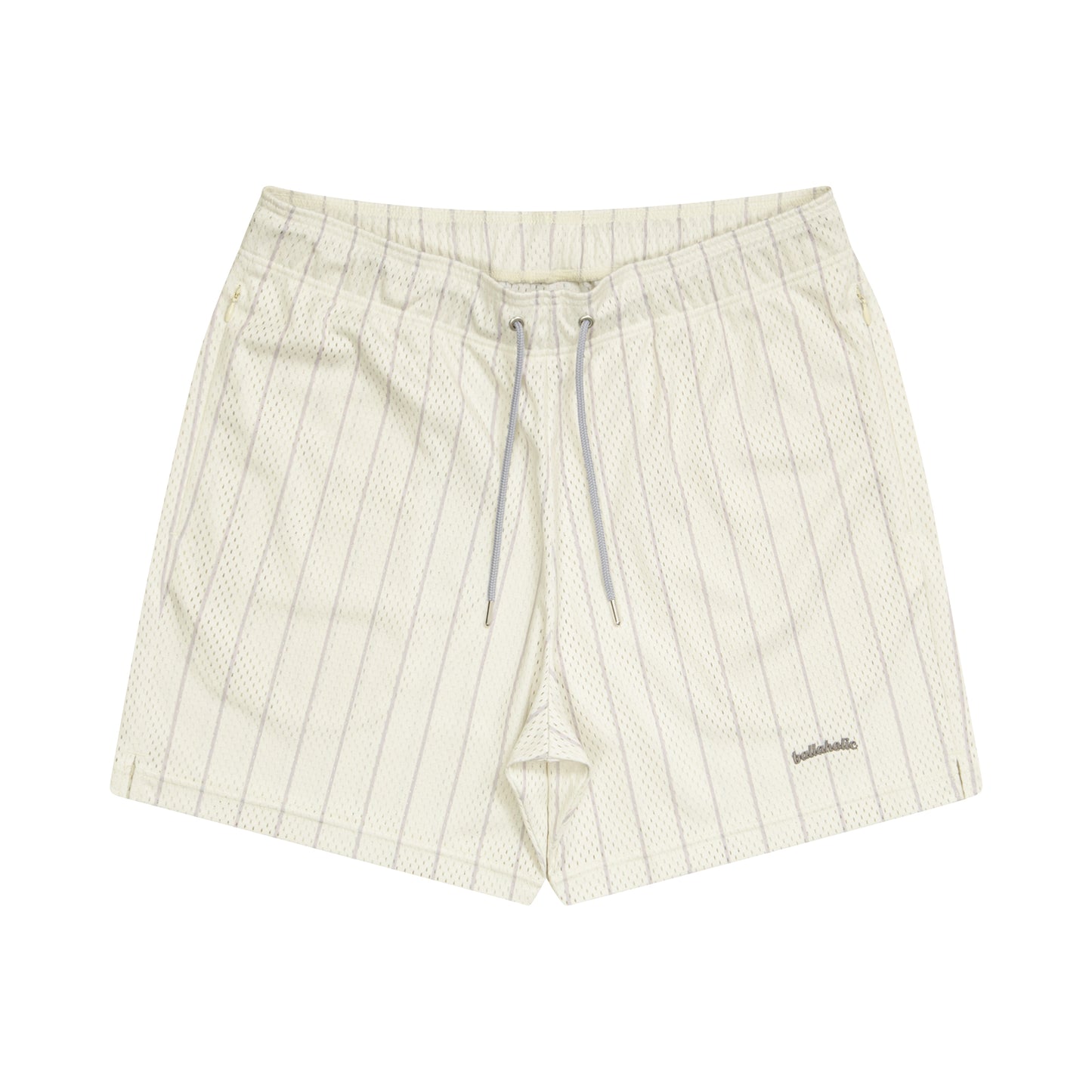 Stripe Mesh Zip Shorts (ivory/gray)