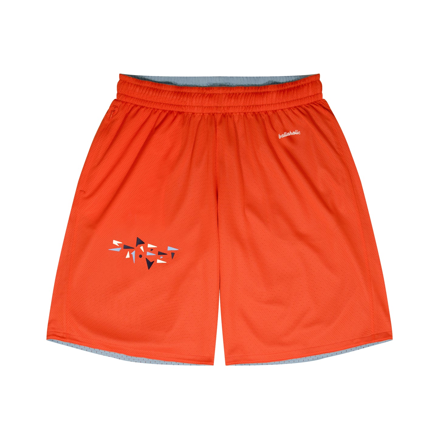 College Logo - STREETMOVE Mesh Zip Shorts (light blue/orange)