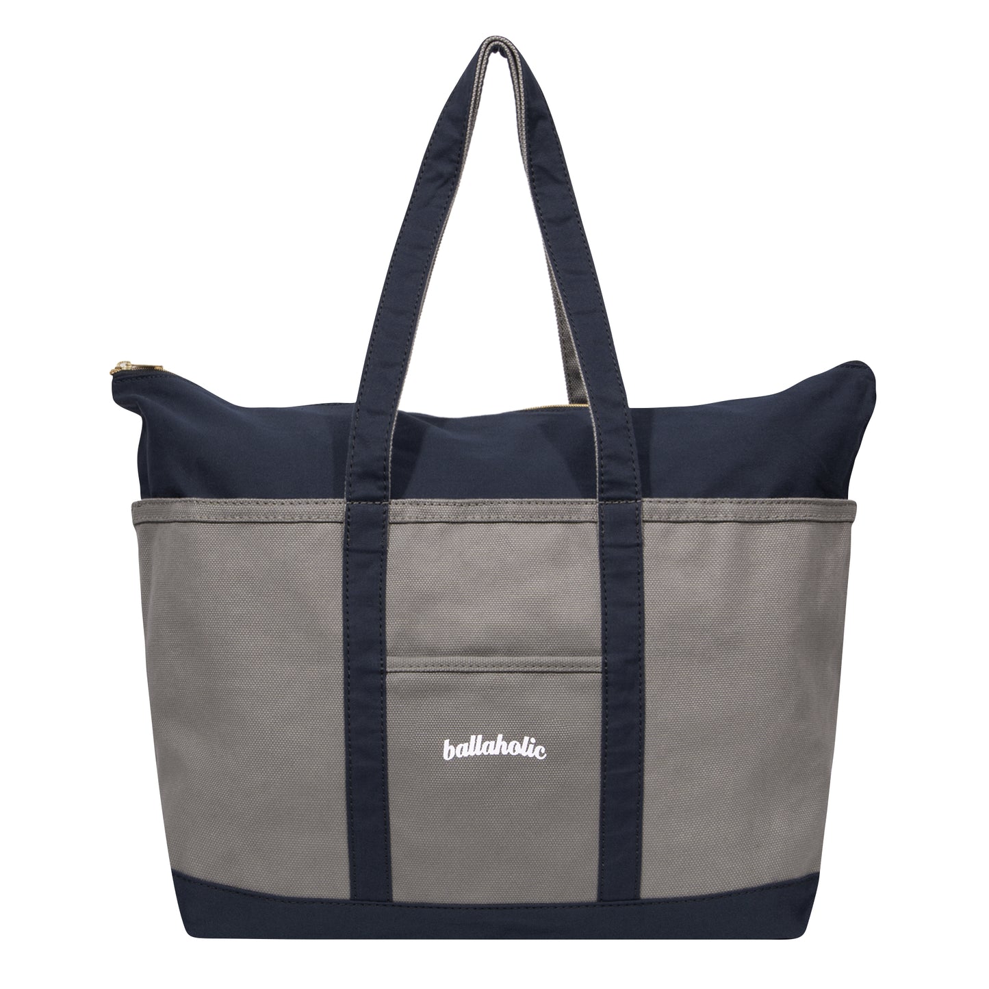 Playground Basketball Logo Canvas Tote Bag L (gray/navy)