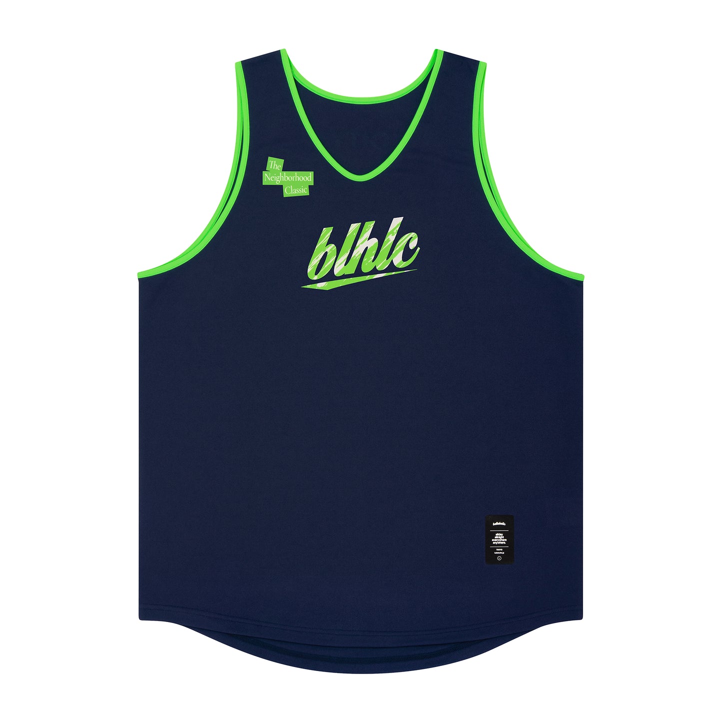 The Neighborhood Classic Tank Top (navy/lime green)