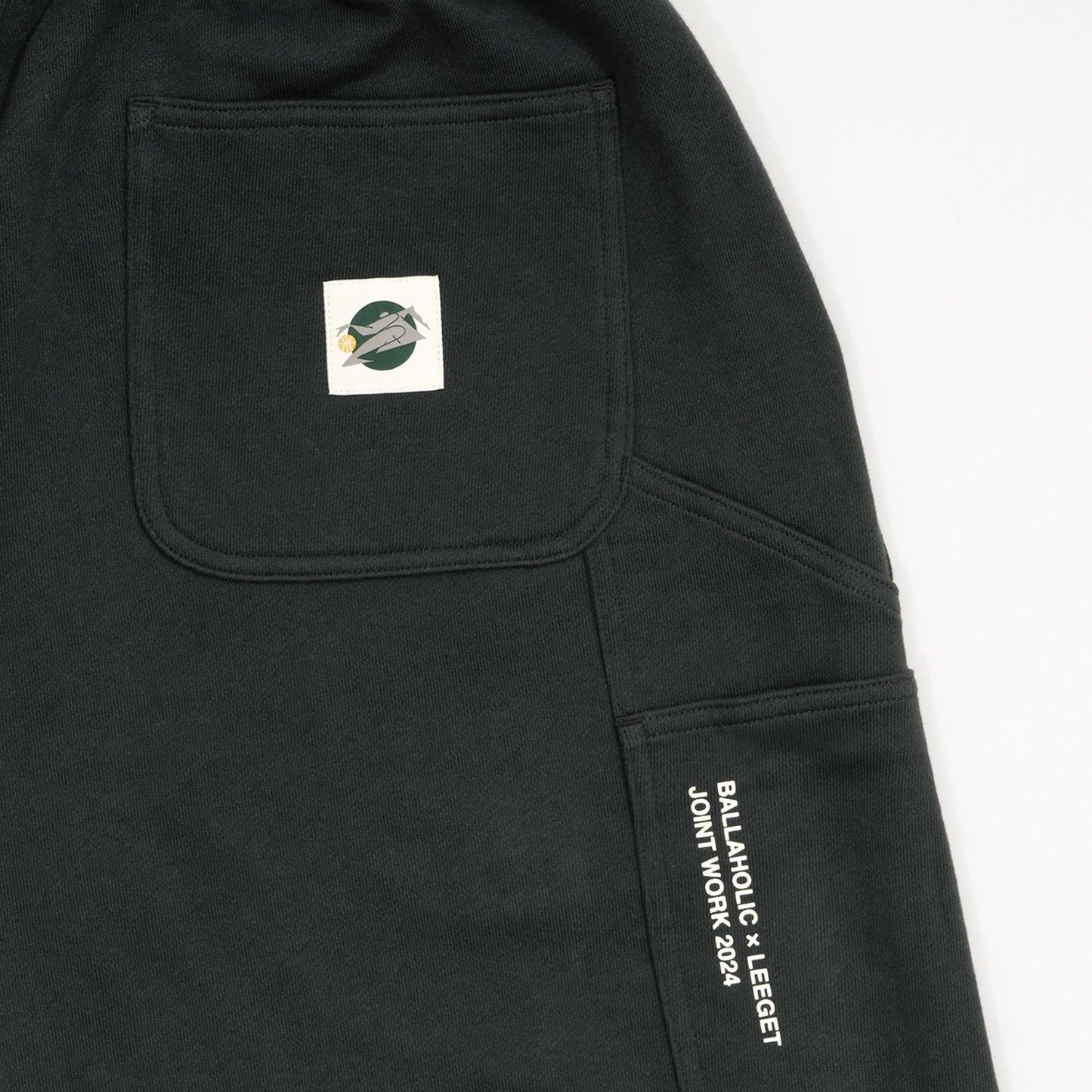 LEEGET × ballaholic Reversible Painter Sweat Shorts -FLUID MOVE- (dark green)