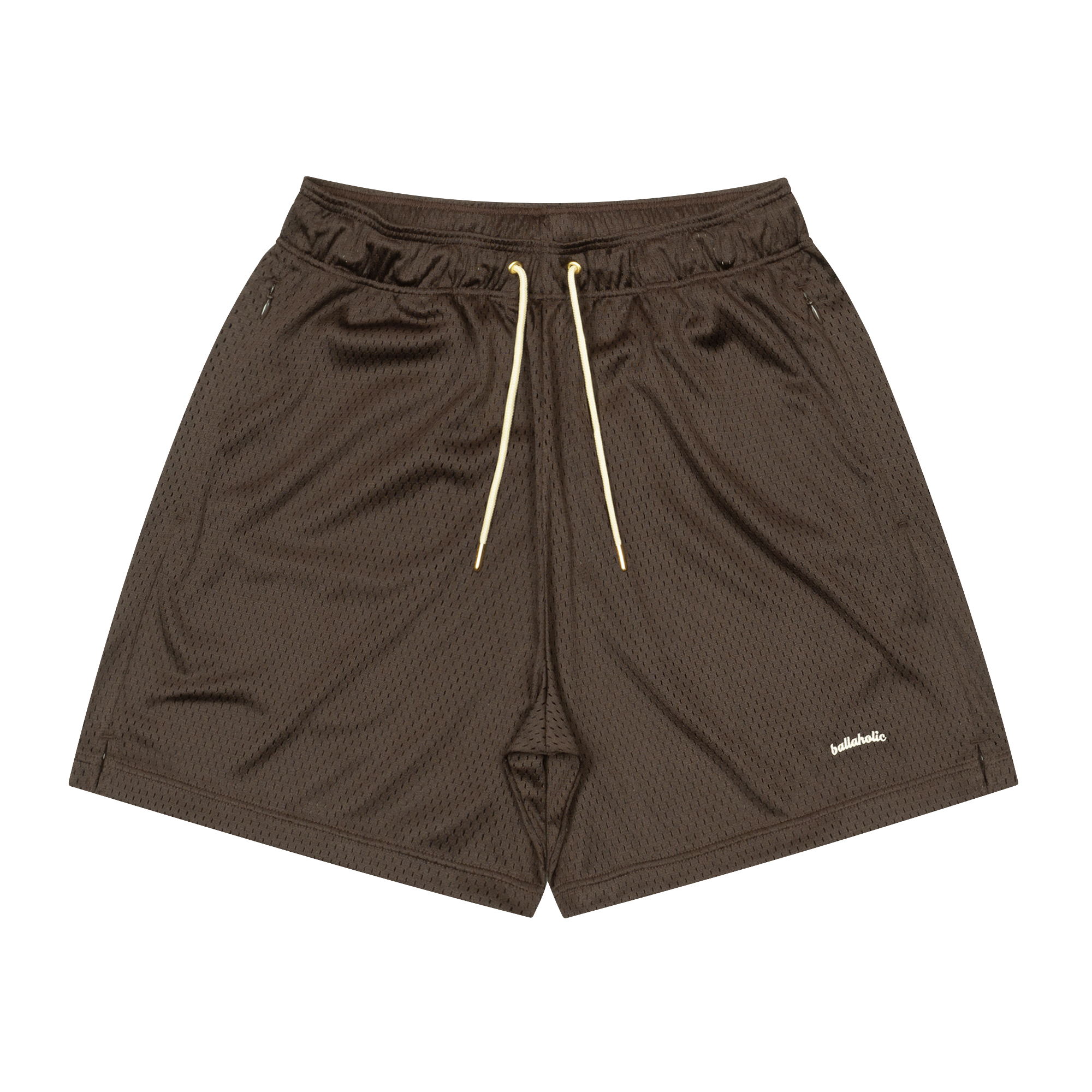ballaholicオンラインショップ / Logo Mesh Zip Shorts (brown)