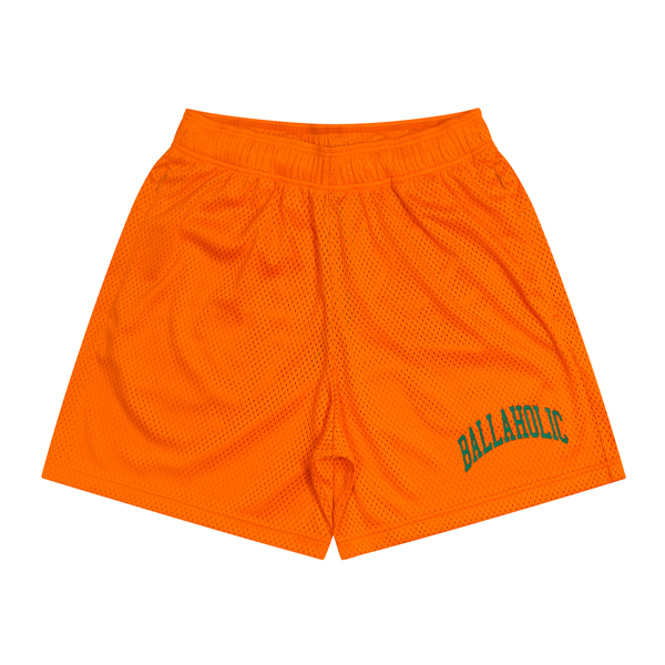 College Logo Mesh Zip Shorts (orange)