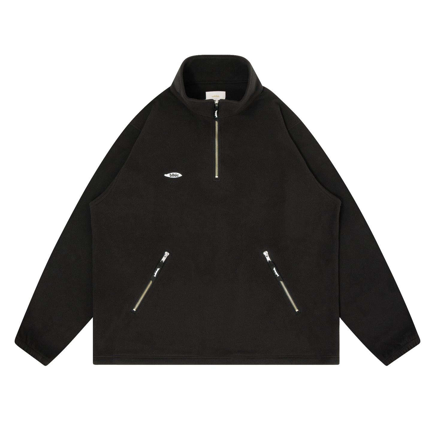 Ball Panel Logo Fleece Half Zip Pullover (black)