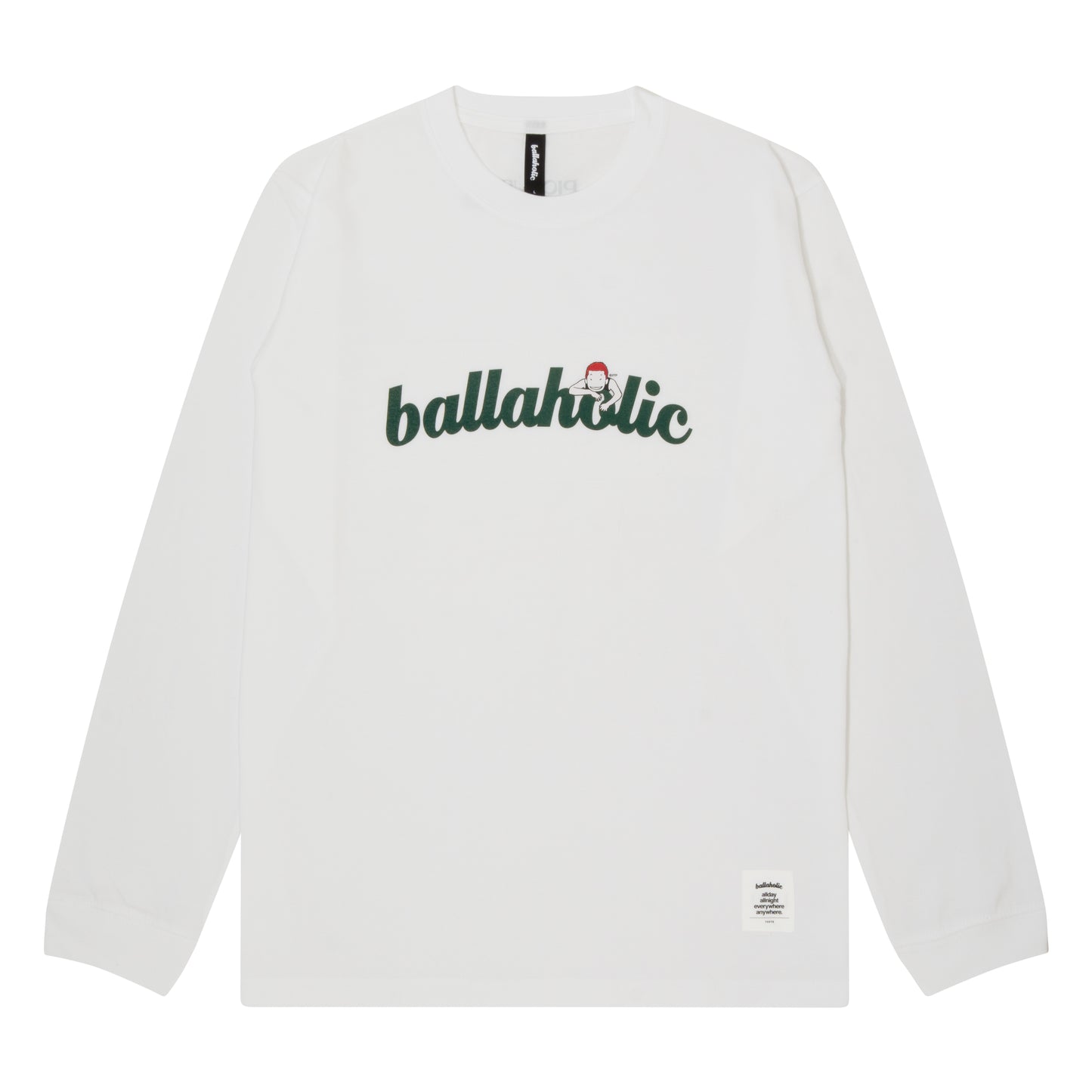 Logo Long Tee -PICK UP PLAYGROUND- (white/ivy green)