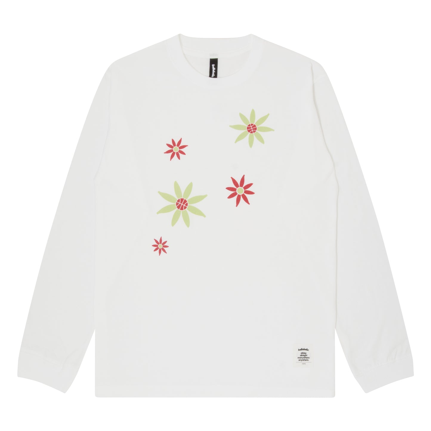Ball Panel Flower Long Tee (white)