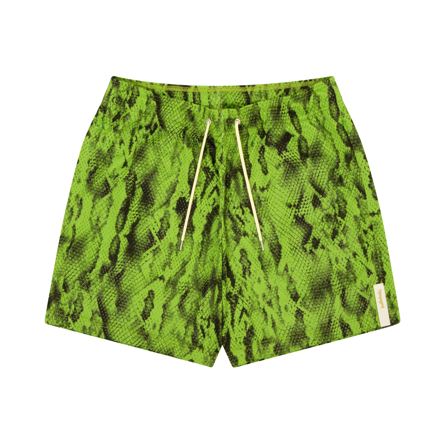 Snake Mesh Zip Shorts (lime green)