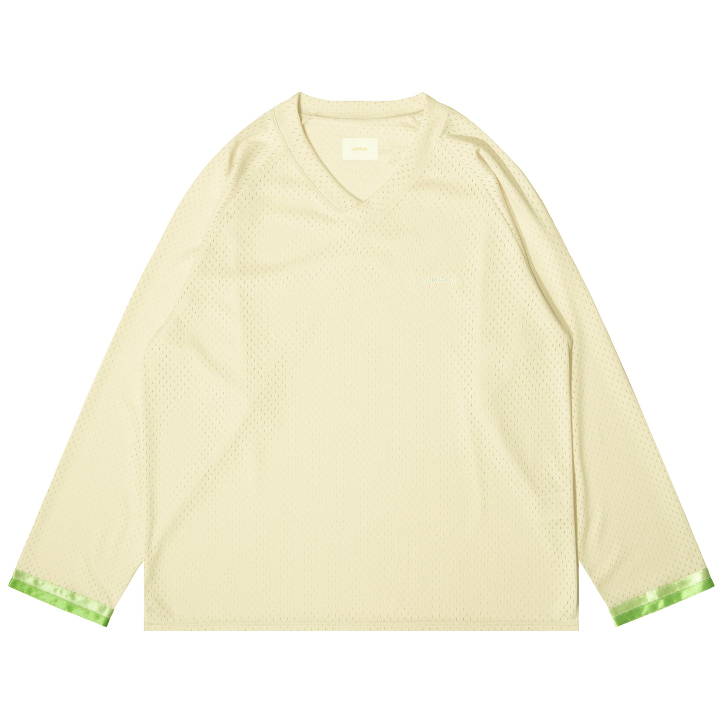 Tape V-neck Mesh Long Tee (off white)