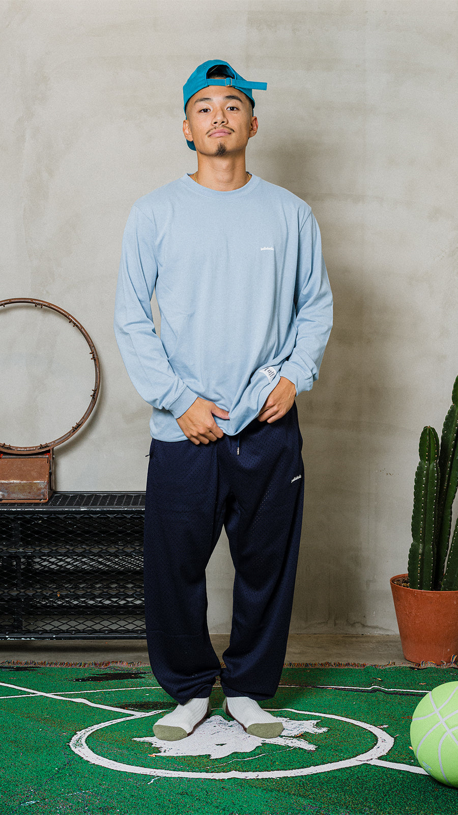 Micro Logo Long Tee (slate blue/white)