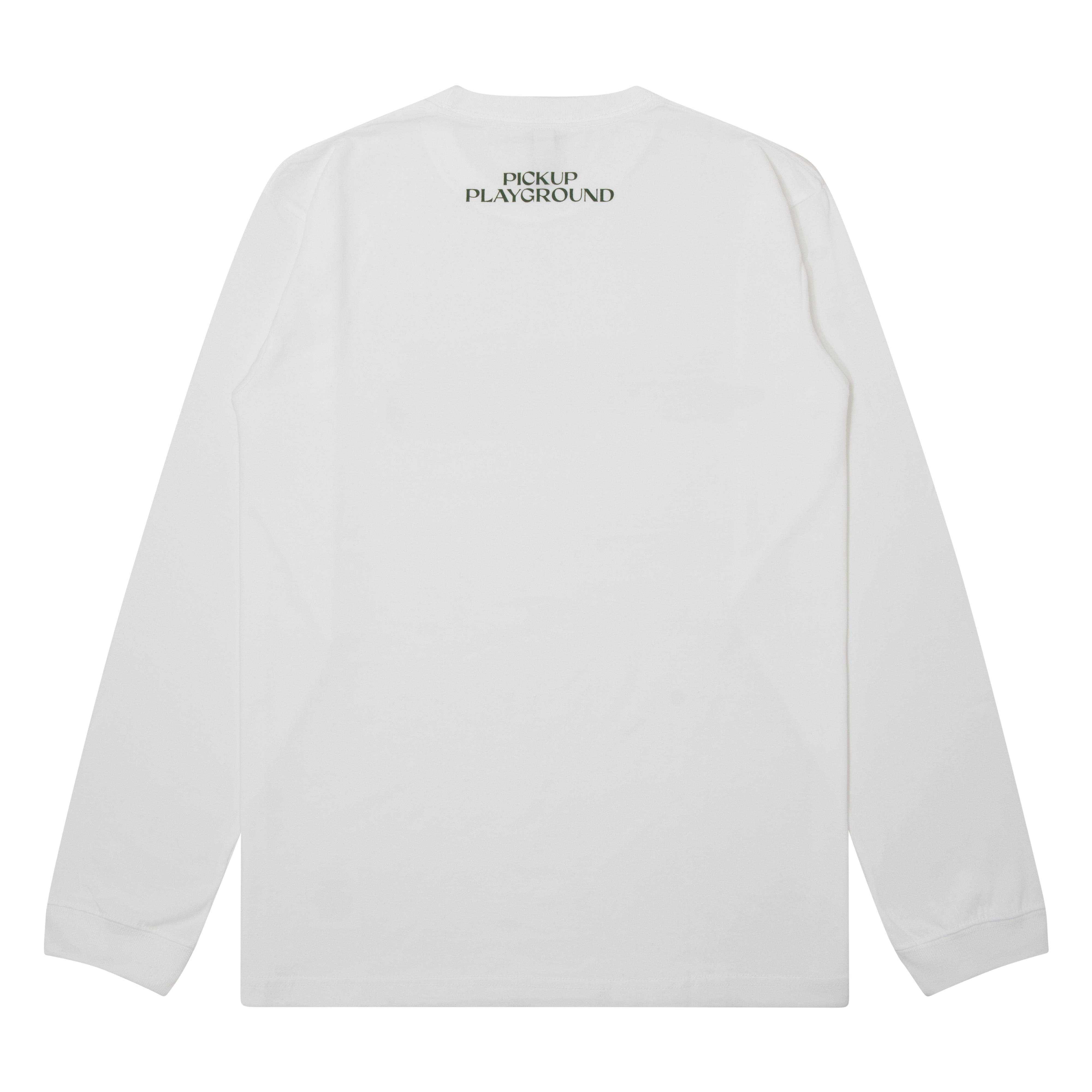 Logo Long Tee -PICK UP PLAYGROUND- (white/ivy green) – ballaholic