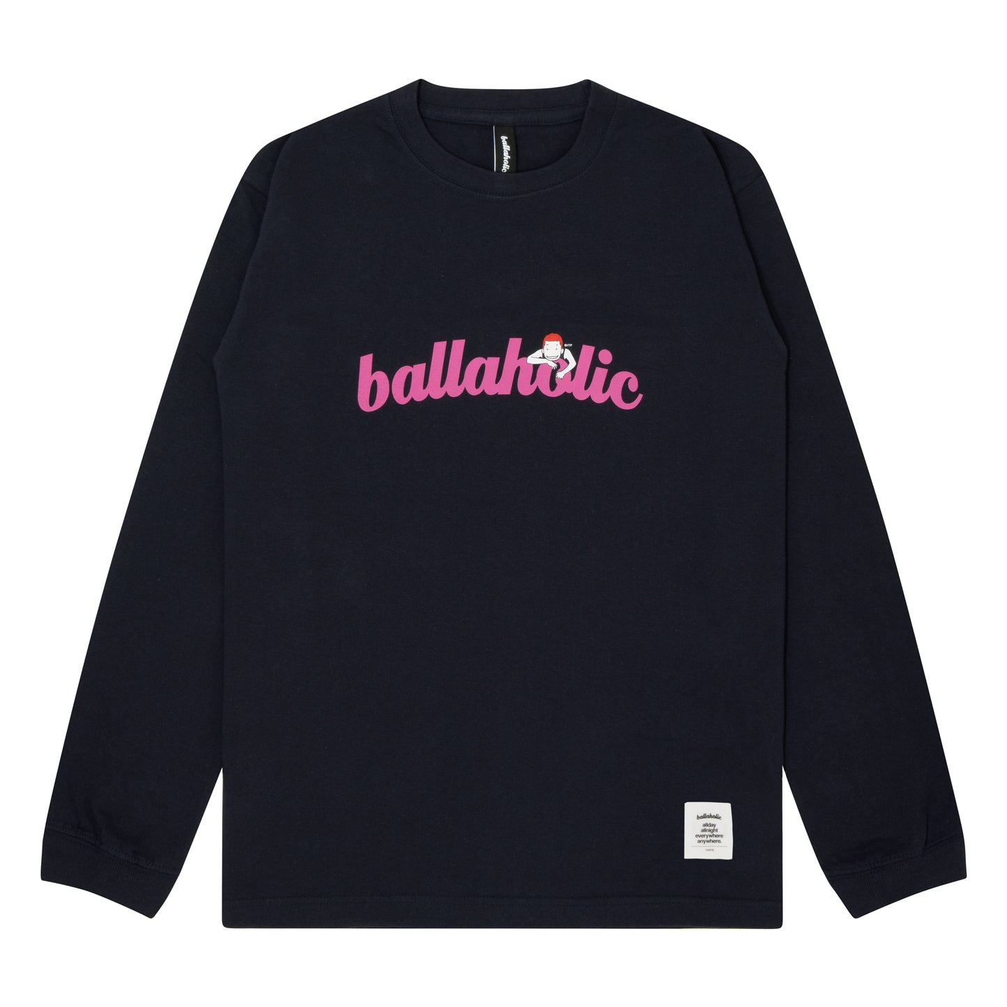 Logo Long Tee -PICK UP PLAYGROUND- (navy/pink)