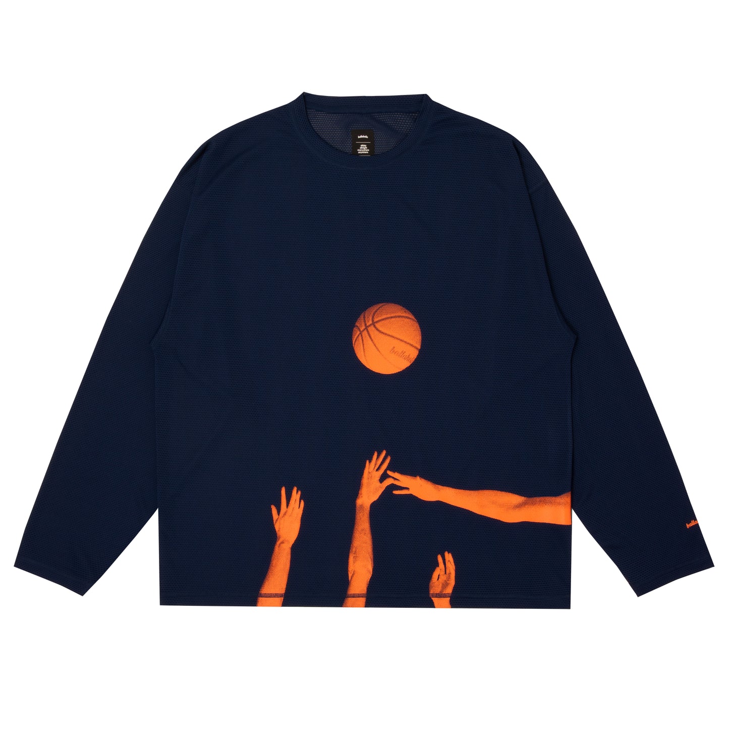 Knit Mesh Cool Long Tee (navy)