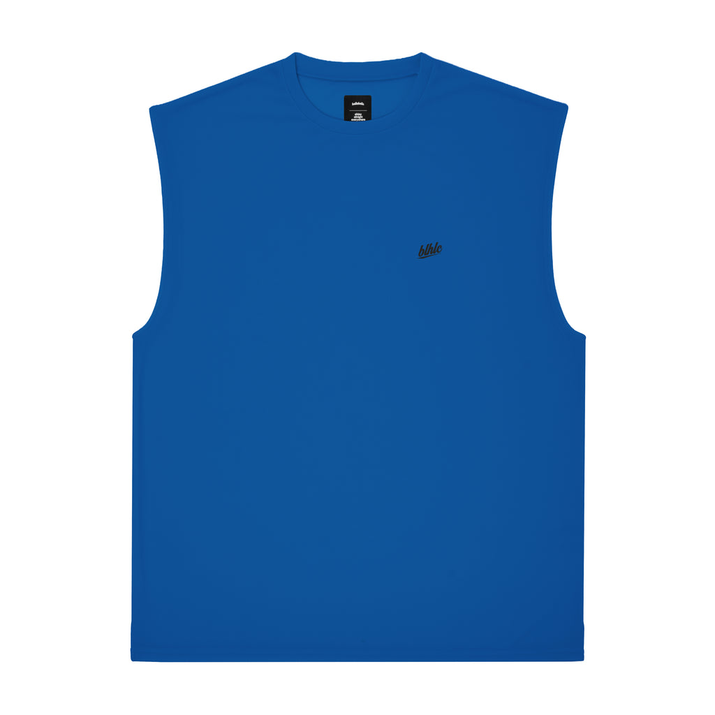 3D-Net blhlc Back Print No Sleeve Tops (blue/ivory/black