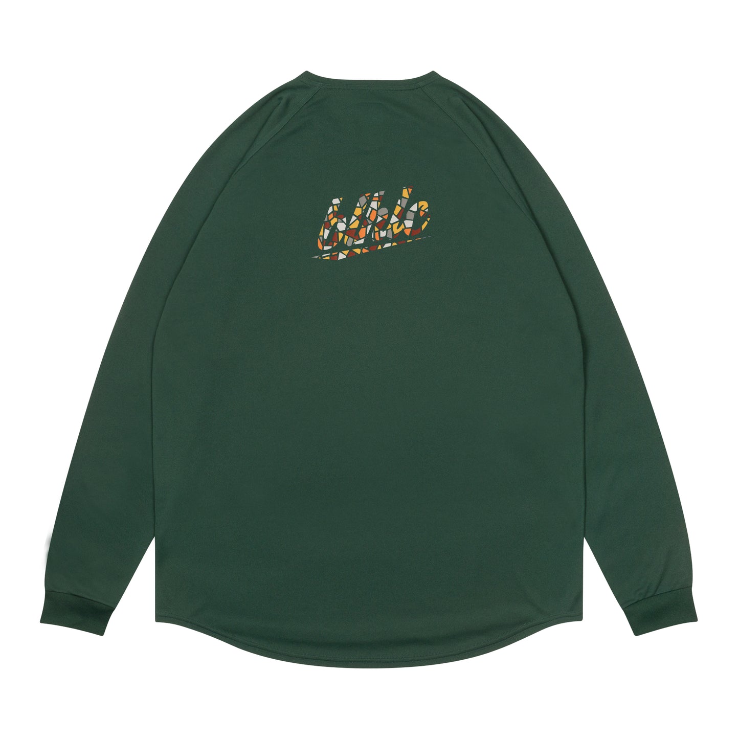 blhlc Back Print Cool Long Tee (dark green/dry leaves mosaic)
