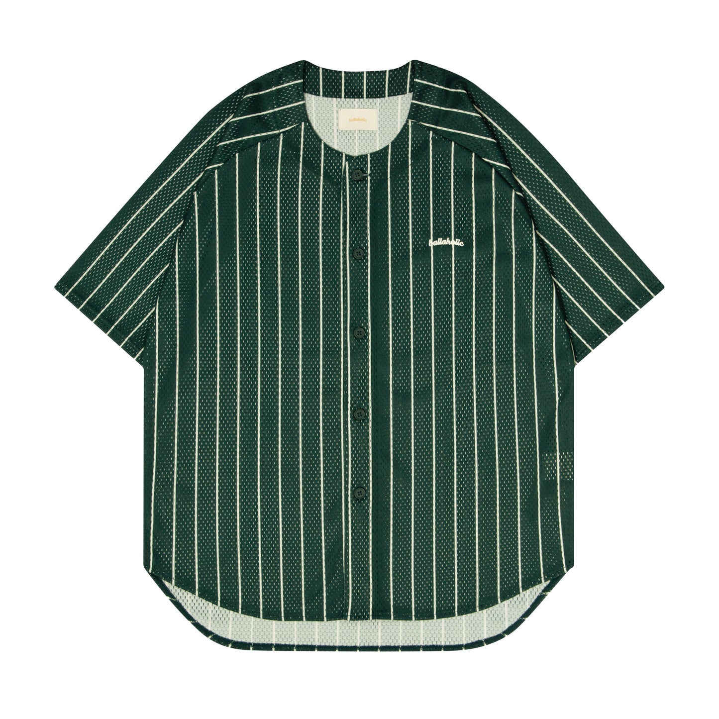 Stripe Mesh BB Shirt (dark green/ivory)