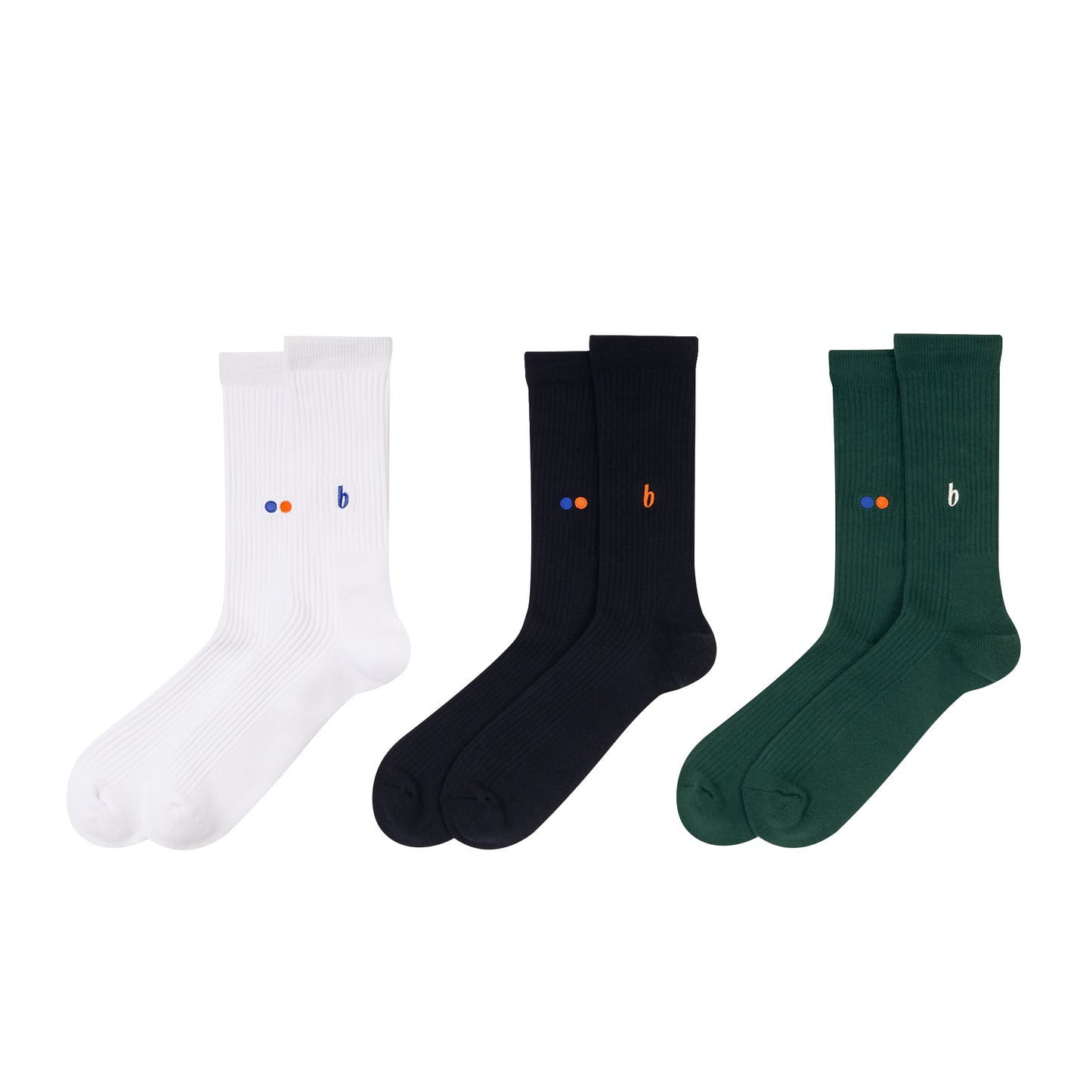 W Face 3-Pack Socks (white, navy, dark green)