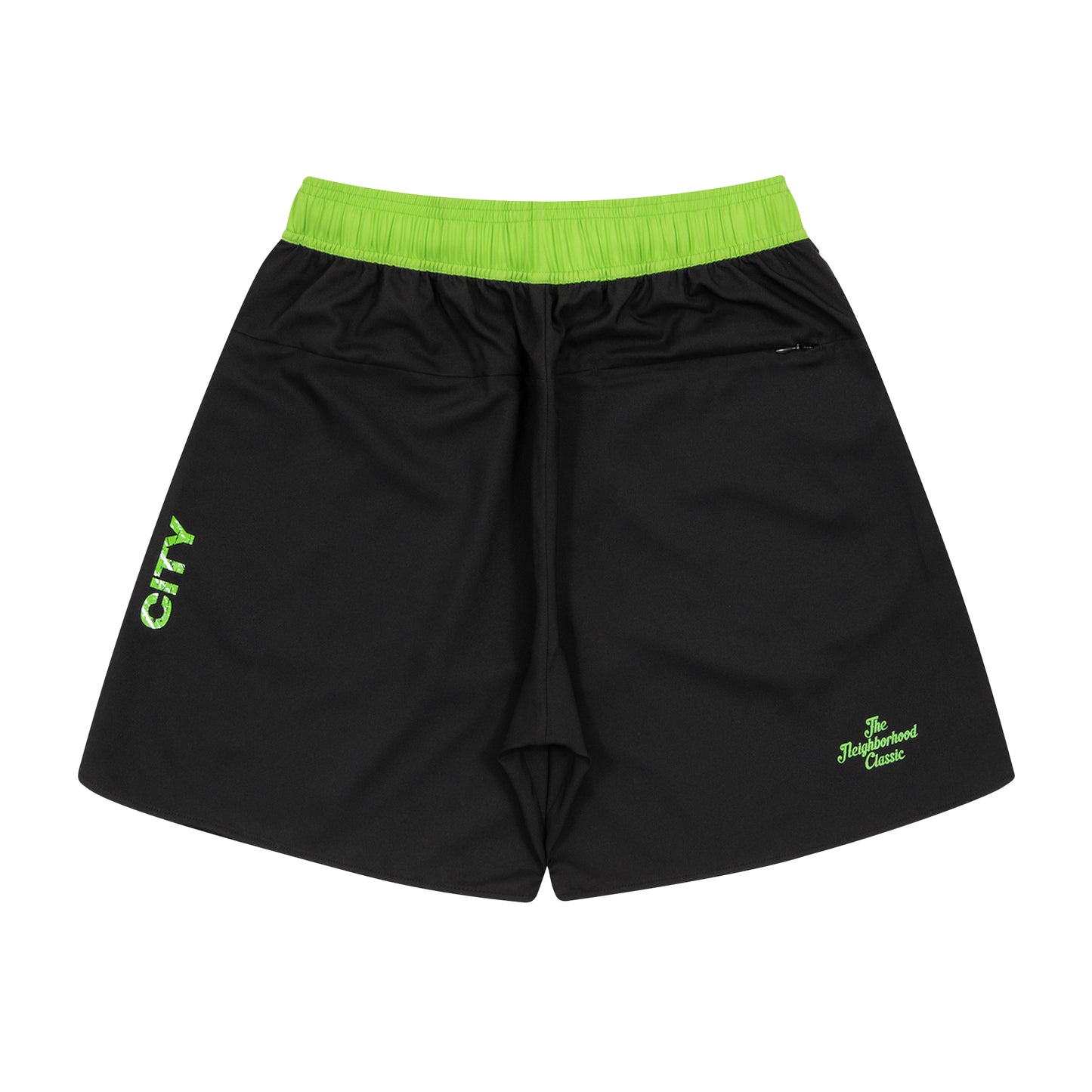 The Neighborhood Classic Zip Shorts (black/lime green)