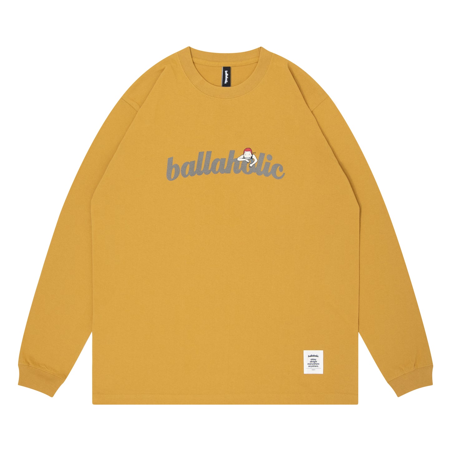 Logo Long Tee -PICK UP PLAYGROUND- (hazy yellow/gray)