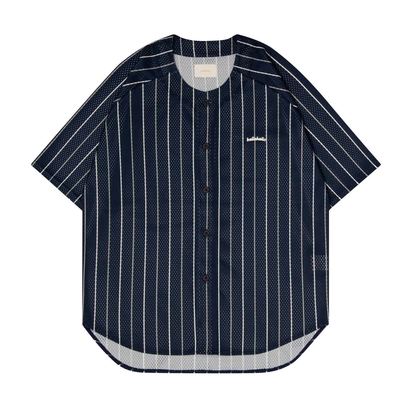 Stripe Mesh BB Shirt (navy/gray/ivory)
