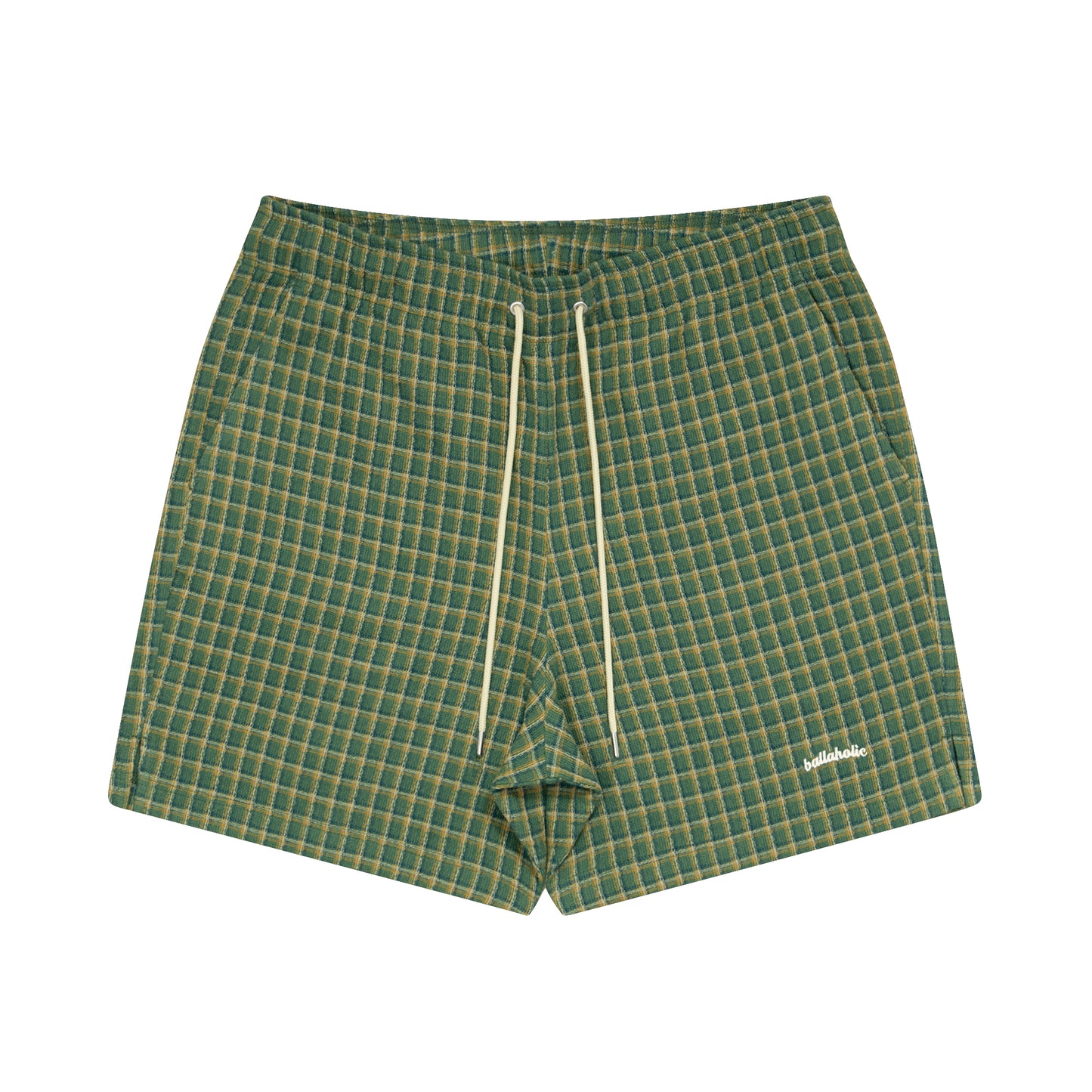 Cotton Check Double Gauze Shorts (green)