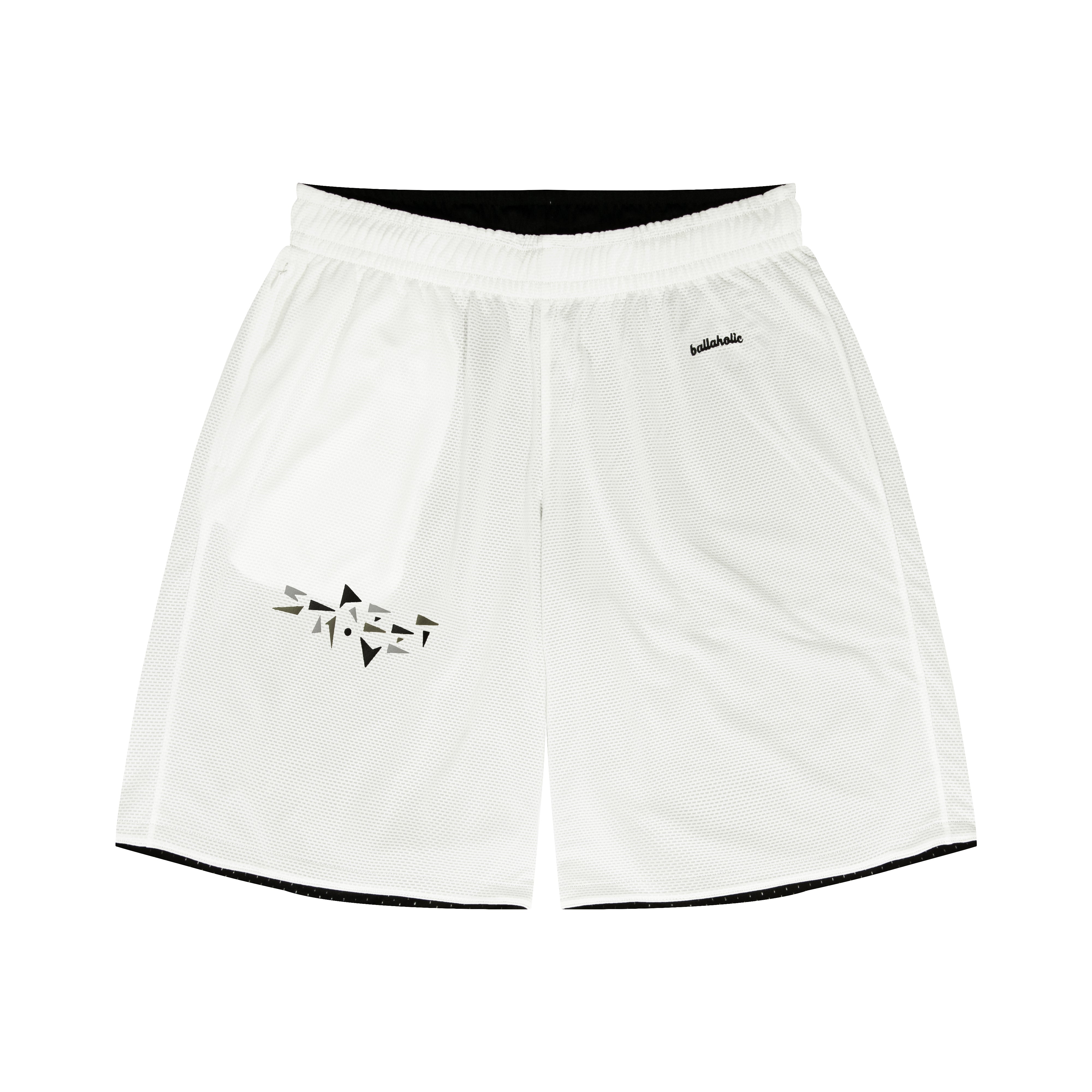 College Logo - STREETMOVE Mesh Zip Shorts (black/off white