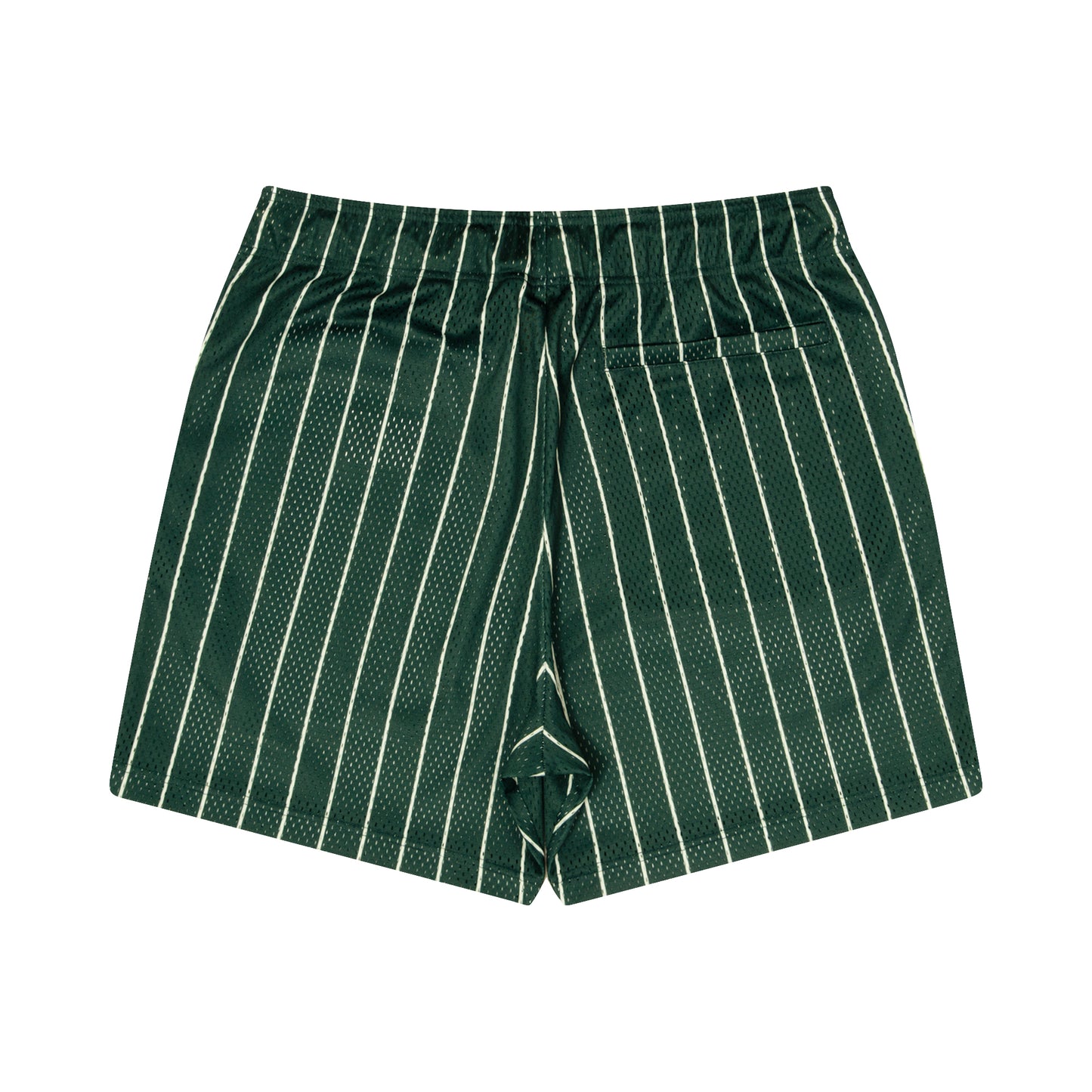 Stripe Mesh Zip Shorts (dark green/ivory)