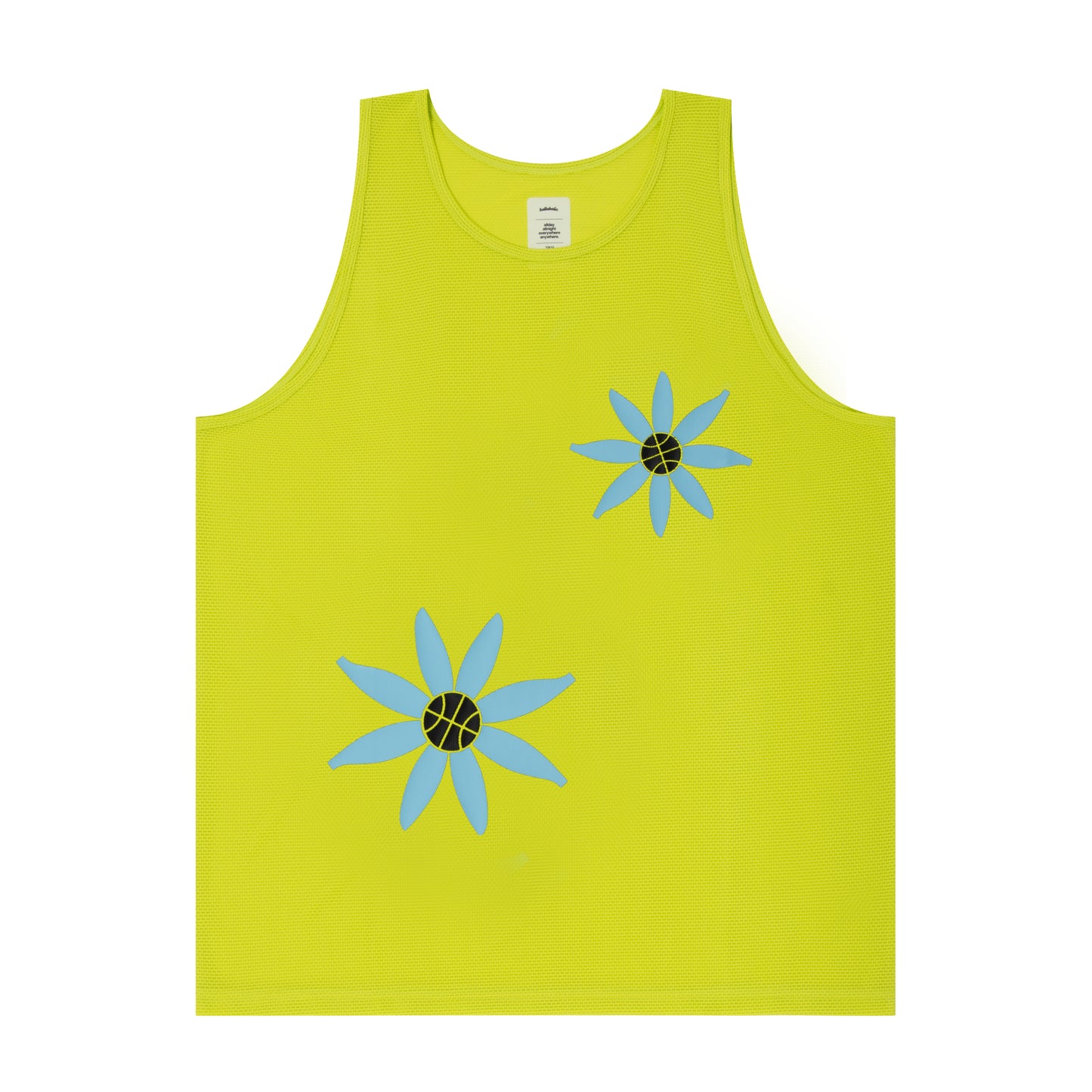 Knit Mesh Ball Panel Flower Tank Top (lime)