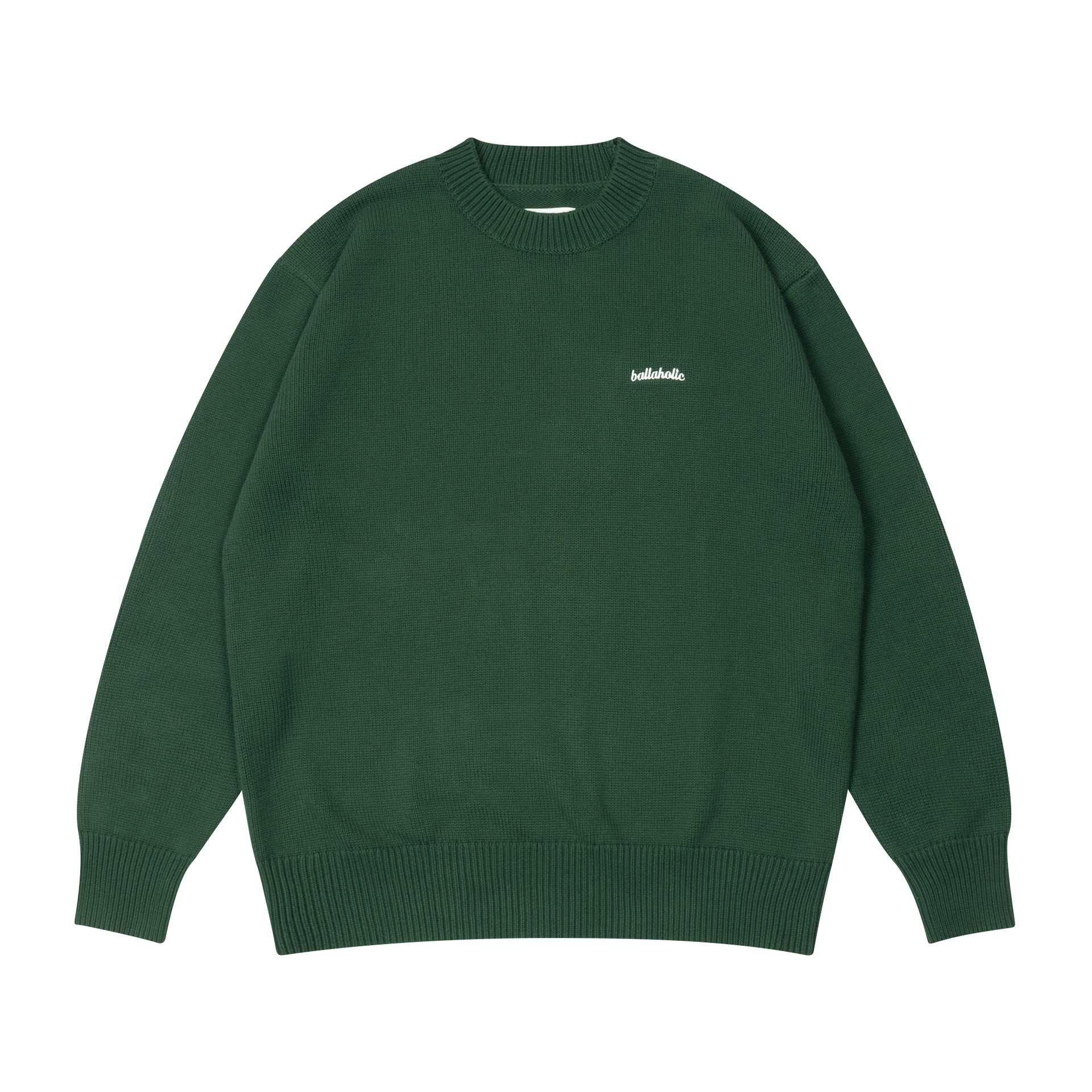 Logo Cotton Knit Sweater (bottle green) – ballaholicオンラインショップ