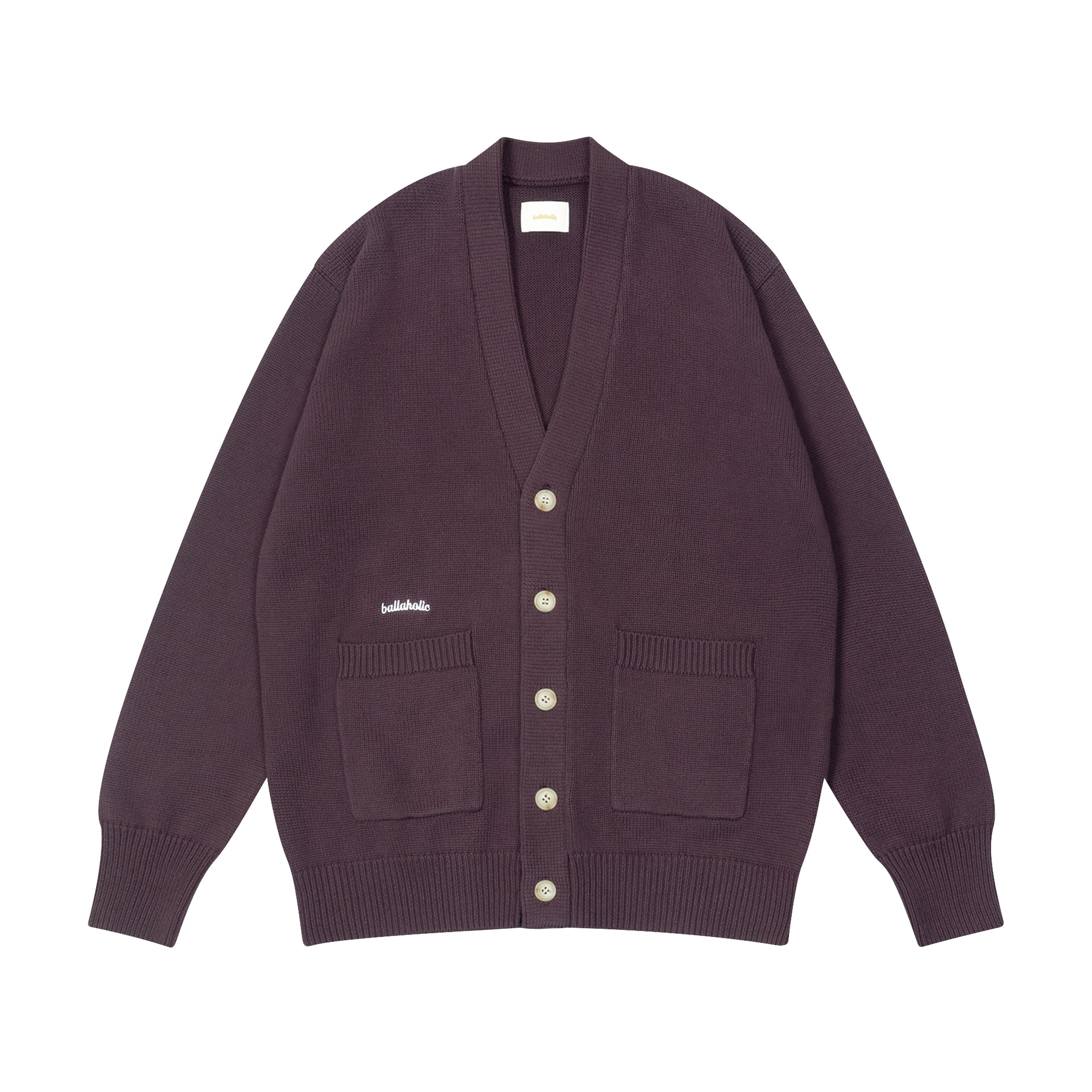 Logo Cotton Knit Cardigan (plum purple) – ballaholicオンラインショップ
