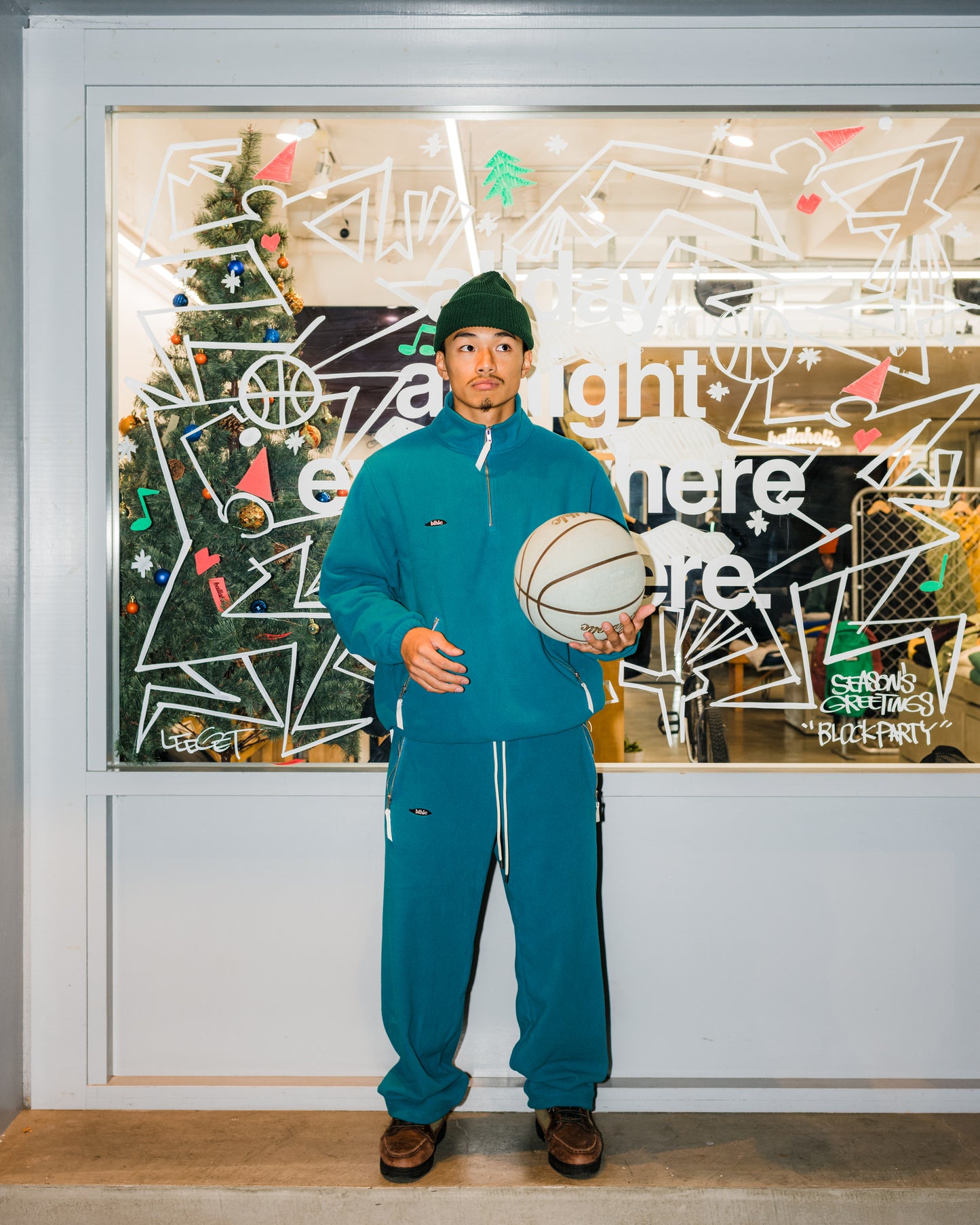 Ball Panel Logo Fleece Pants (teal blue)